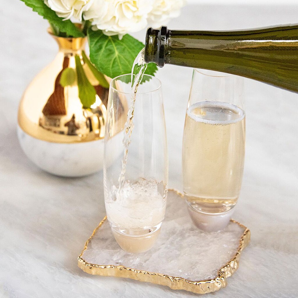 Premium Crystal Coasters Set of 2 - Elegant Drink Coasters for Wine Glasses & Coffee Cups - Perfect for Home Bar, Dining Table & Office Desk Decor