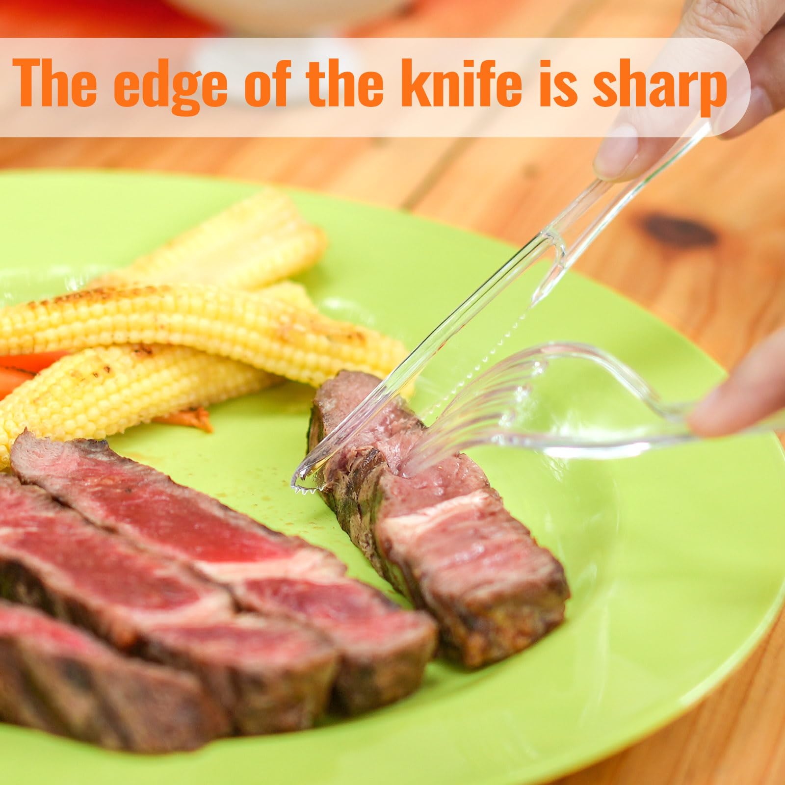 50 Pack Disposable Plastic Knives - Clear Individually Wrapped Cutlery for Parties, Picnics, BBQs & Catering Events