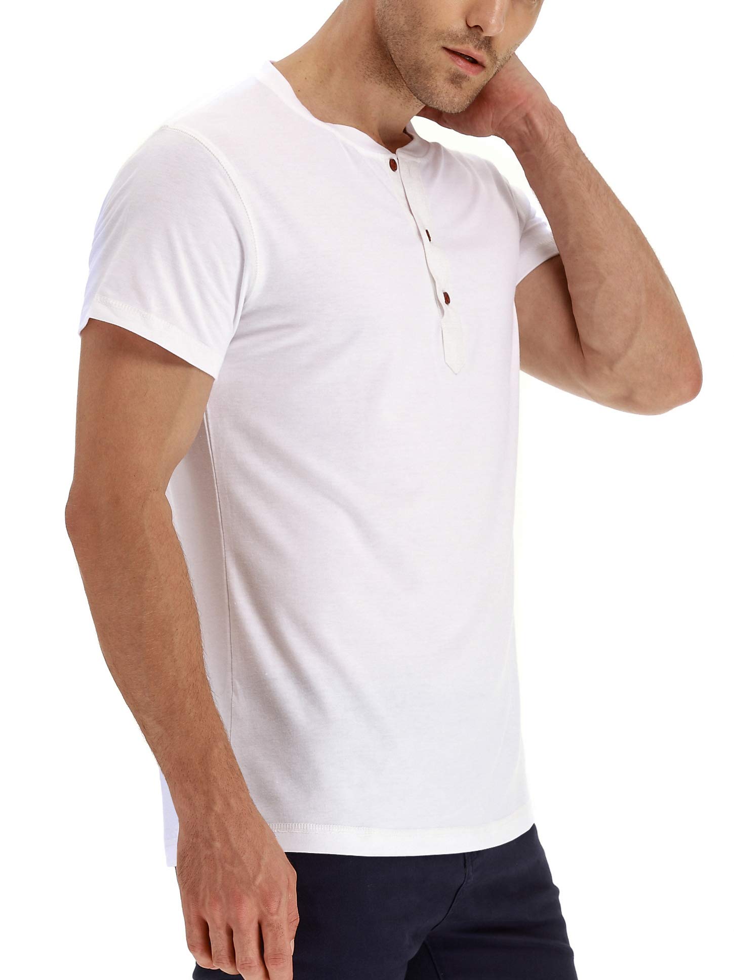 NITAGUT Men's Casual Henley T-Shirt - Long & Short Sleeve Button Placket Shirt for Everyday Wear, Date Night & Weekend Outfits
