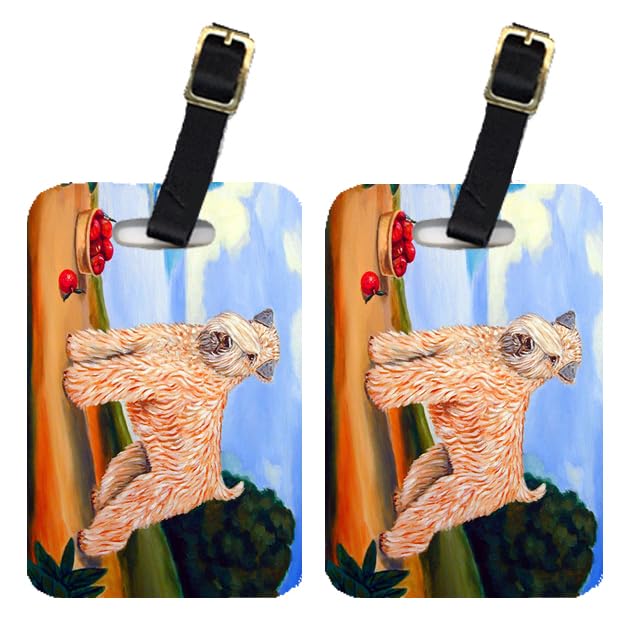 Pair of 2 Wheaten Terrier Soft Coated Luggage Tags - Large Multicolor Dog ID Tags for Travel Bags & Suitcases | Perfect for Pet Lovers & Frequent Travelers