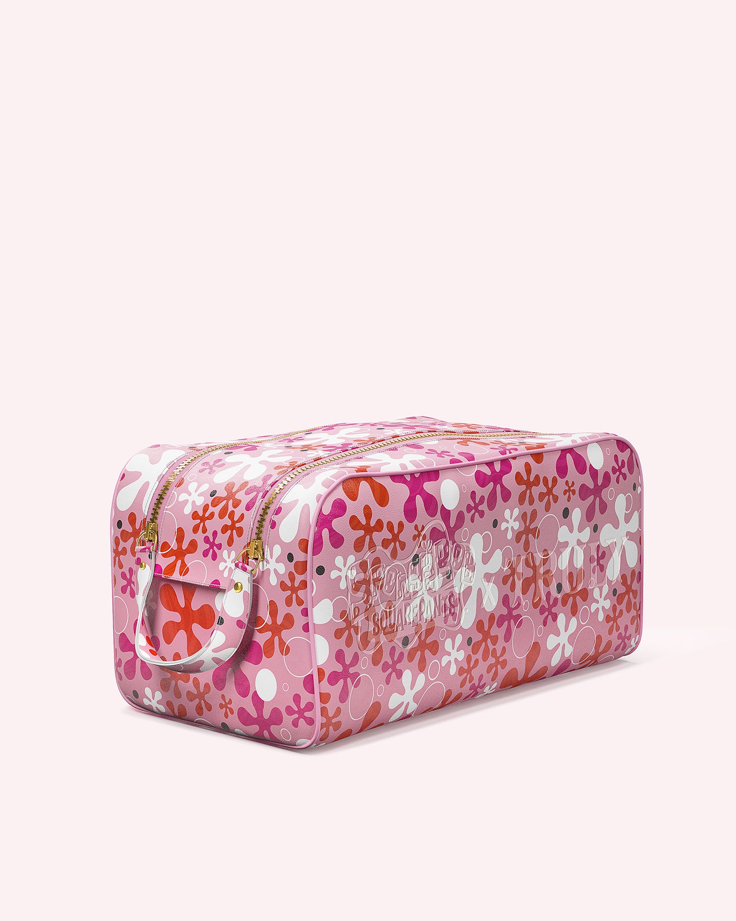 SpongeBob SquarePants Floral Print Makeup Vanity Case - Perfect for Travel, Cosmetics Storage & Kids Birthday Gifts
