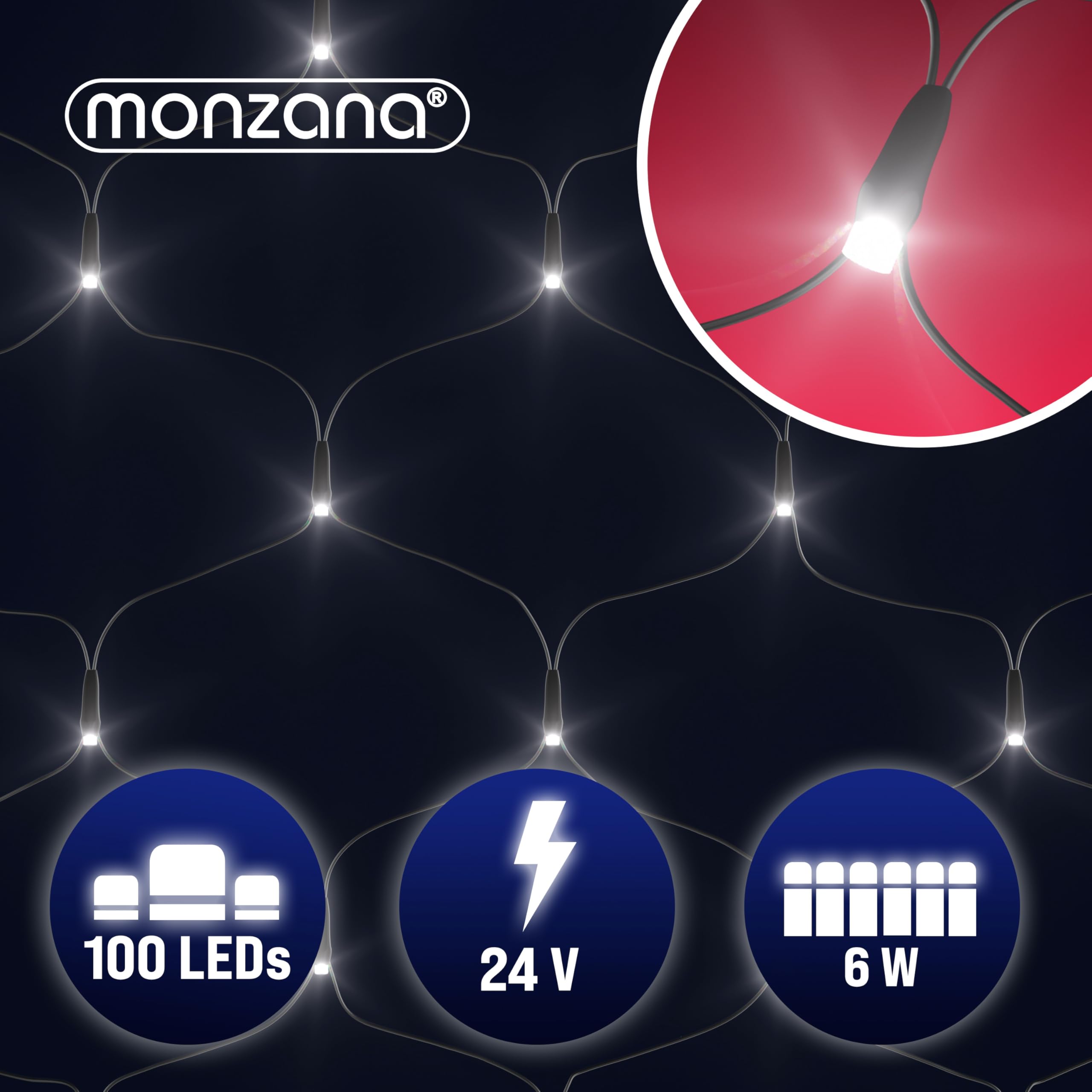 Monzana® 100 LED Fairy Lights with Remote Control, Timer, 8 Lighting Modes & Dimmable - IP44 Waterproof for Indoor/Outdoor Christmas Decorations - 120x120cm White String Lights for Bedroom, Garden, Party, Wedding