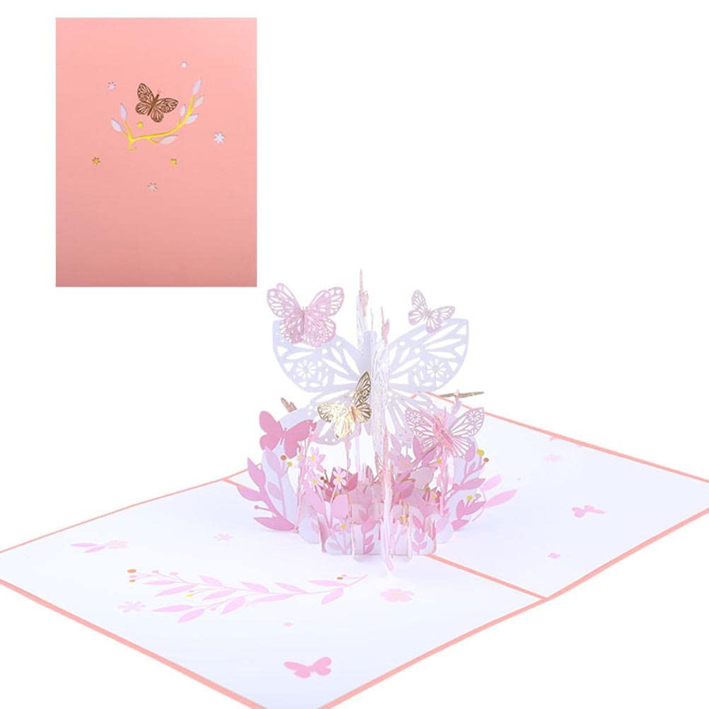 Osuner 3D Greeting Card - Butterfly Flower Blessing Pop Up Paper Sculpture | Creative Birthday, Teachers Day & All Occasion Gift Card | Perfect for Anniversary, Wedding, Valentine's Day & Special Events