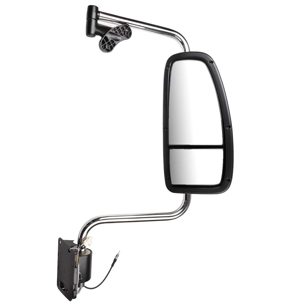 CCiyu Chrome Towing Mirror - Wide Angle Passenger Side Mirror for 1997-2010 International 9200/9400i/9900i Trucks - Power Heated, Manual Adjust, Support Arm - Perfect for Long Haul Trucking & Heavy Duty Towing