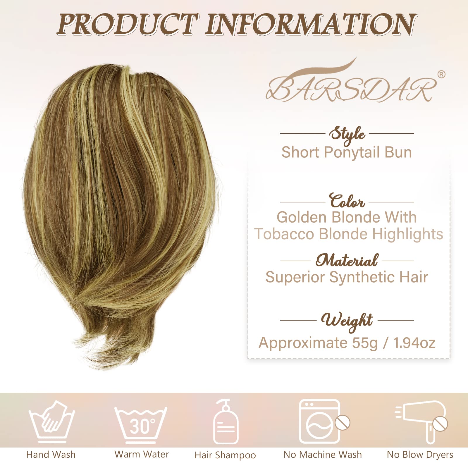 Straight Hair Bun Ponytail Extension - Elastic Scrunchie Hair Tie for Women | Perfect for Workout, Office & Everyday Hairstyles