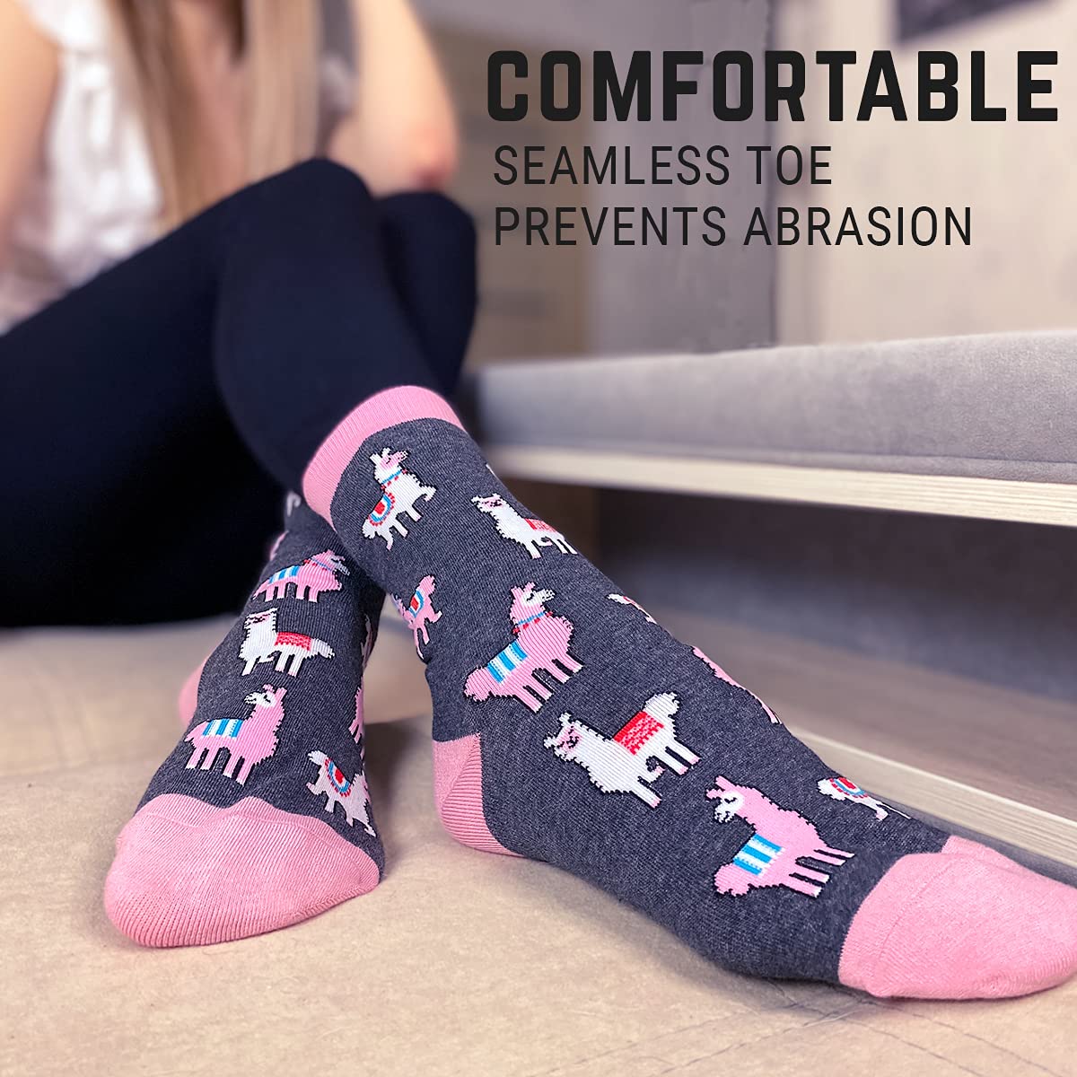 Premium Women's Comfort Llama Socks - Soft & Warm Alpaca Wool Blend for Size 4-10 | Cozy Homewear, Winter Gifts & Holiday Stocking Stuffers