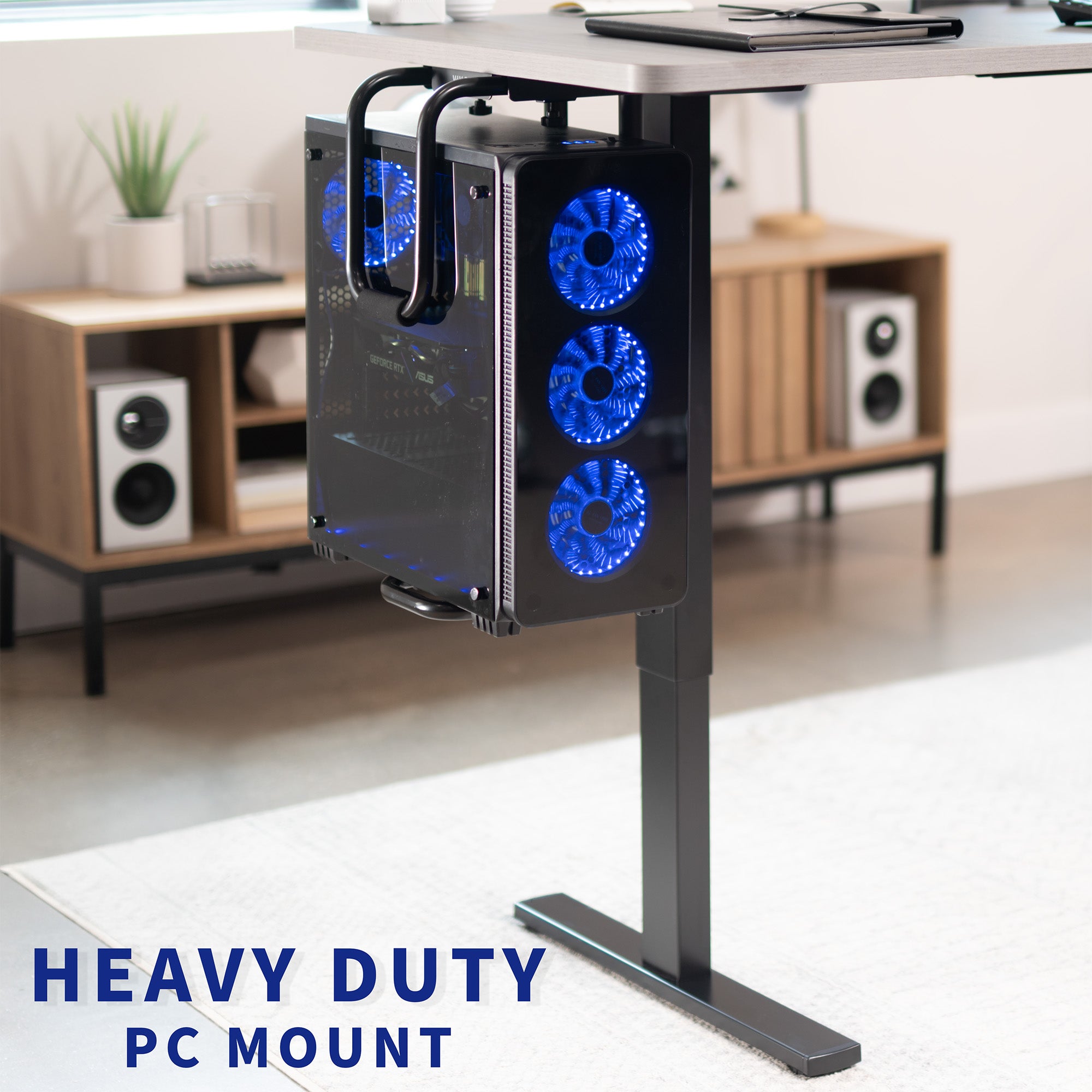 Heavy Duty Under Desk PC Mount - Adjustable CPU Holder for Desktop Computers, Space Saving Computer Stand with Sturdy Steel Construction - Perfect for Home Office, Gaming Setup & Workspace Organization