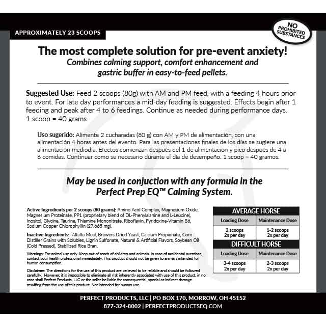 Perfect Prep EQ Sane and Sound Horse Supplement Pellets - 5 lb Bag for Equine Digestive Health & Calming Support | Ideal for Performance Horses & Anxious Equines