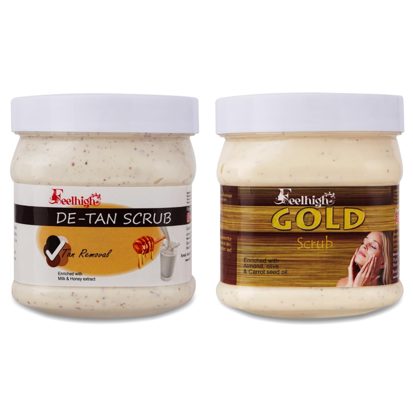 Premium Tan Removal & Gold Facial Scrub Combo - 500ml Milk & Honey Face Scrub + 500ml Gold & Carrot Seed Scrub - Brightening Exfoliator for Men & Women - Perfect for Daily Skincare & Glowing Complexion