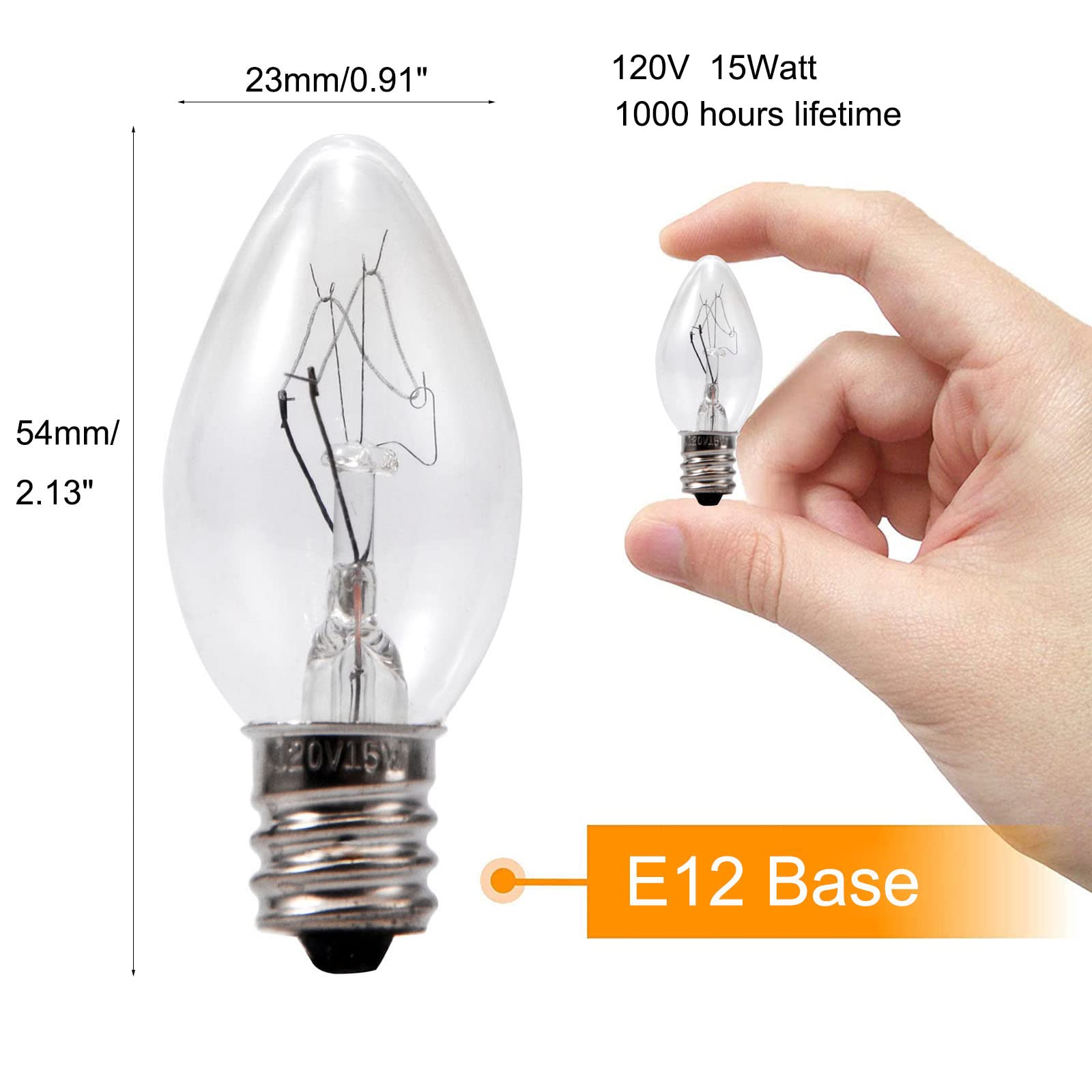 15W C7 Replacement Bulbs for Scentsy Plug-in Wax Warmers - 120V Night Light Bulbs (8-Pack) - Perfect for Home Fragrance Diffusers, Night Lights, and Decorative Lighting