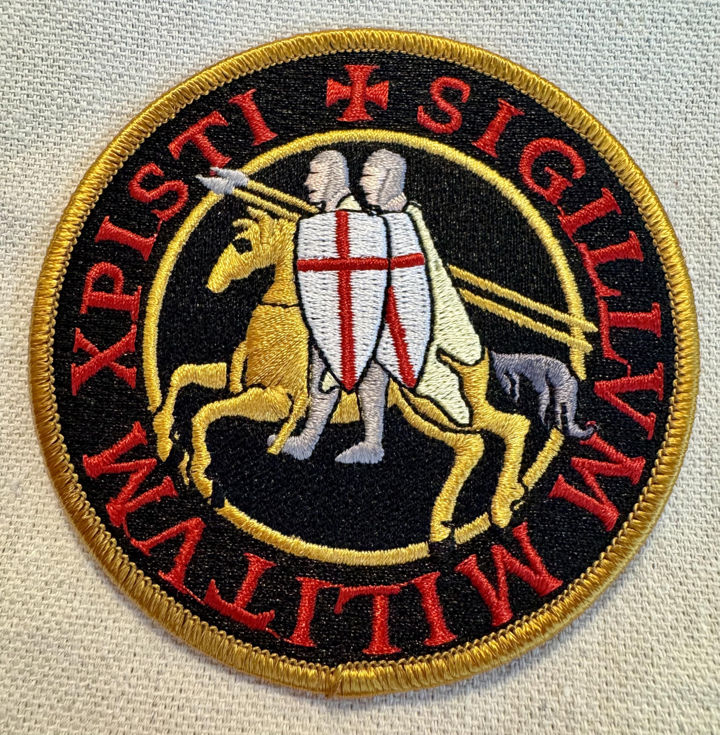 Knights Templar Embroidered Patch - Black Crusades Military Seal Iron-On for Jackets, Vests & Backpacks | Medieval Historical Reenactment & Cosplay Accessory