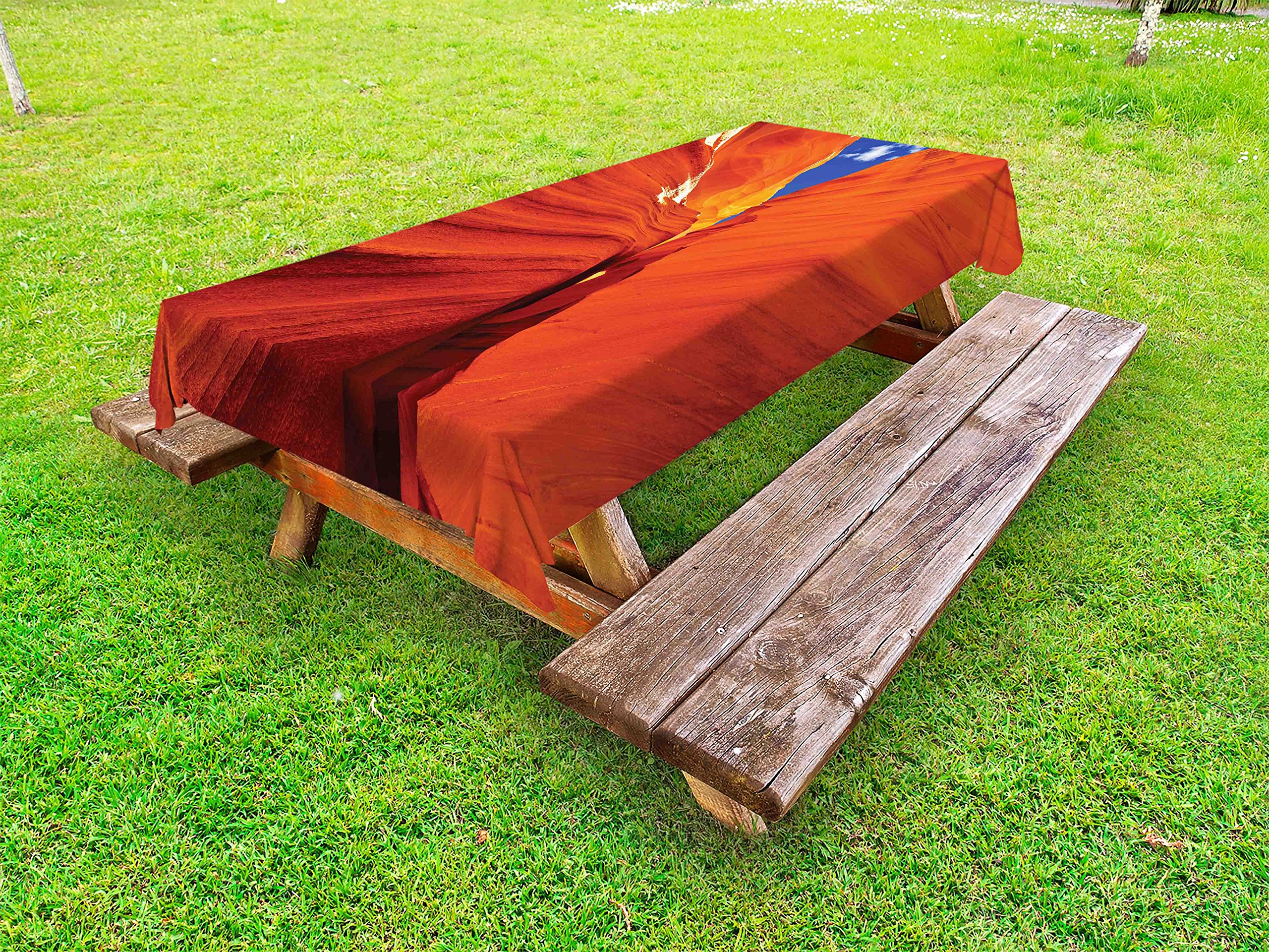 Ambesonne Americana Outdoor Tablecloth - Grand Canyon USA Nature Geology Rippled Rocks Design - Washable Picnic Table Cover 58