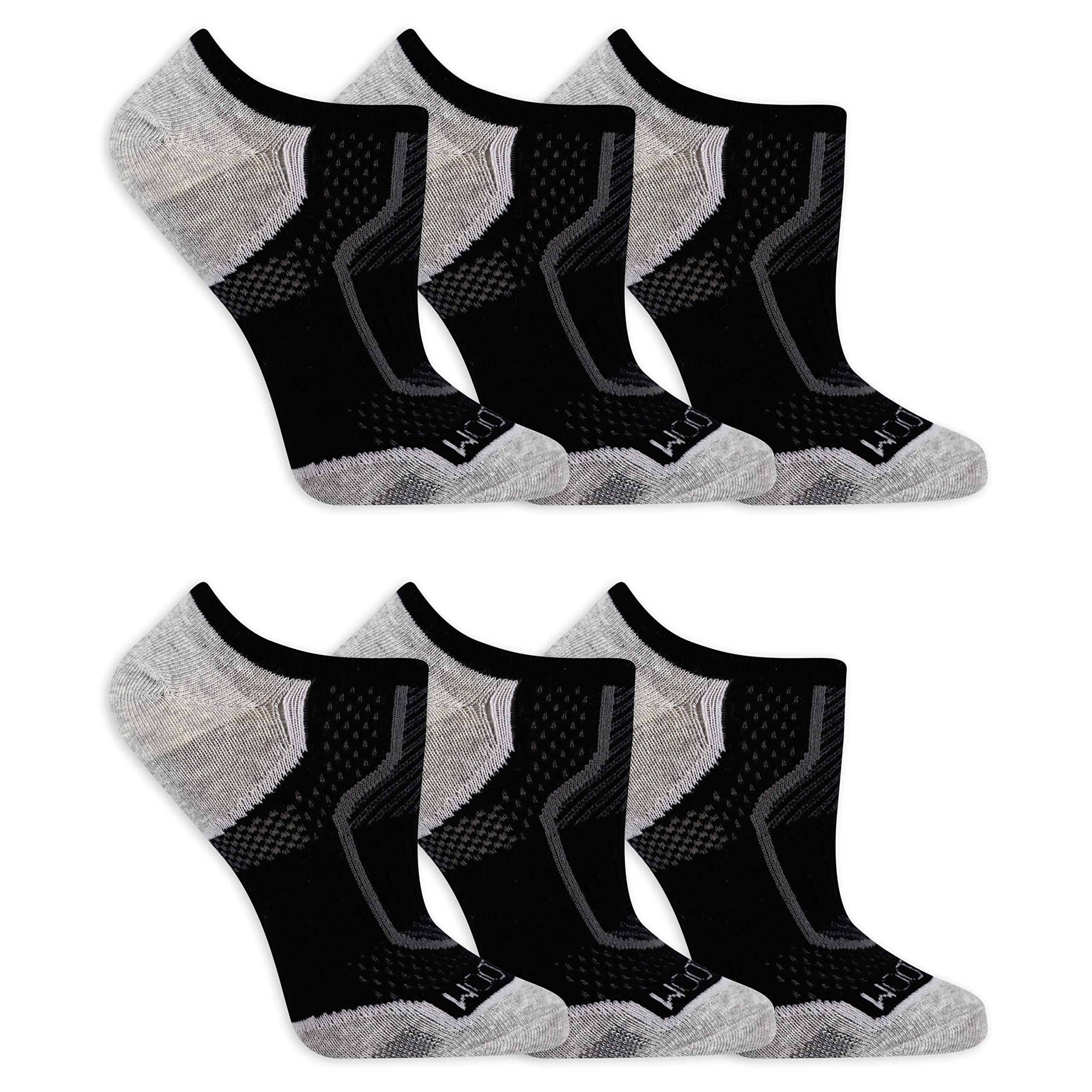 Fruit of the Loom Women's Coolzone Active Lightweight Cotton Socks - Breathable Moisture-Wicking Athletic Socks for Running, Yoga & Workout | Pack of 6 Pairs