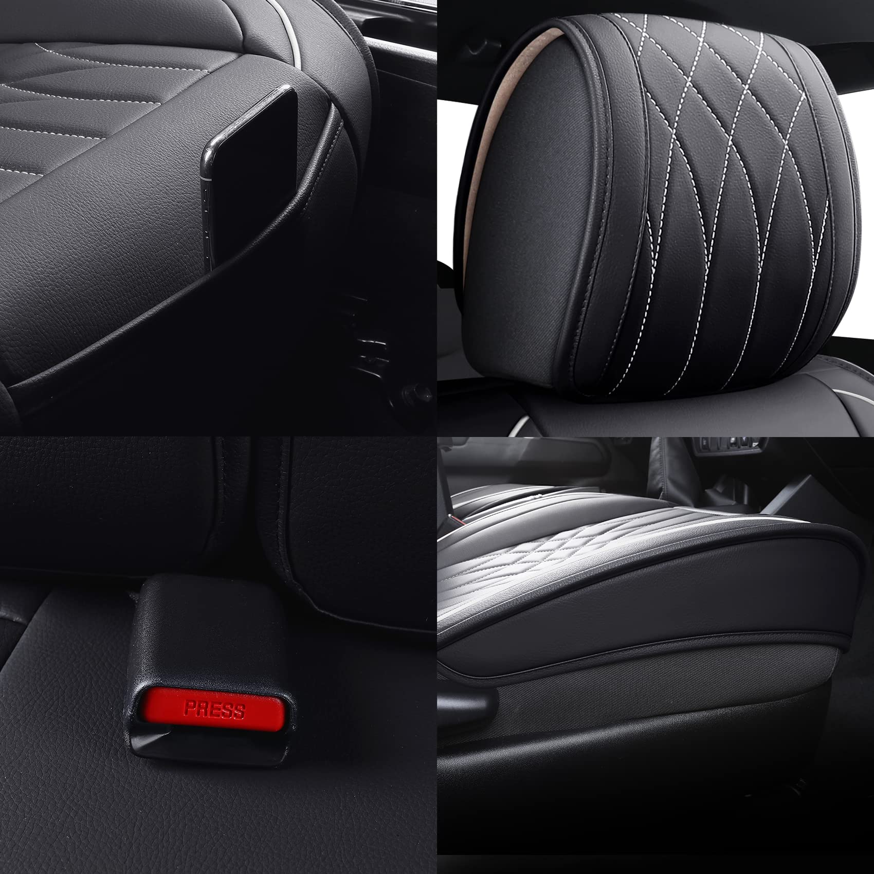 YIERTAI 5-Piece Black & White Seat Covers for 2005-2025 Toyota Tacoma Access Cab, Crew Cab, Double Cab, TRD Sport, Limited & Nightshade Edition - Waterproof & Durable Truck Seat Protectors for Daily Commute, Off-Road Adventures & Work Use