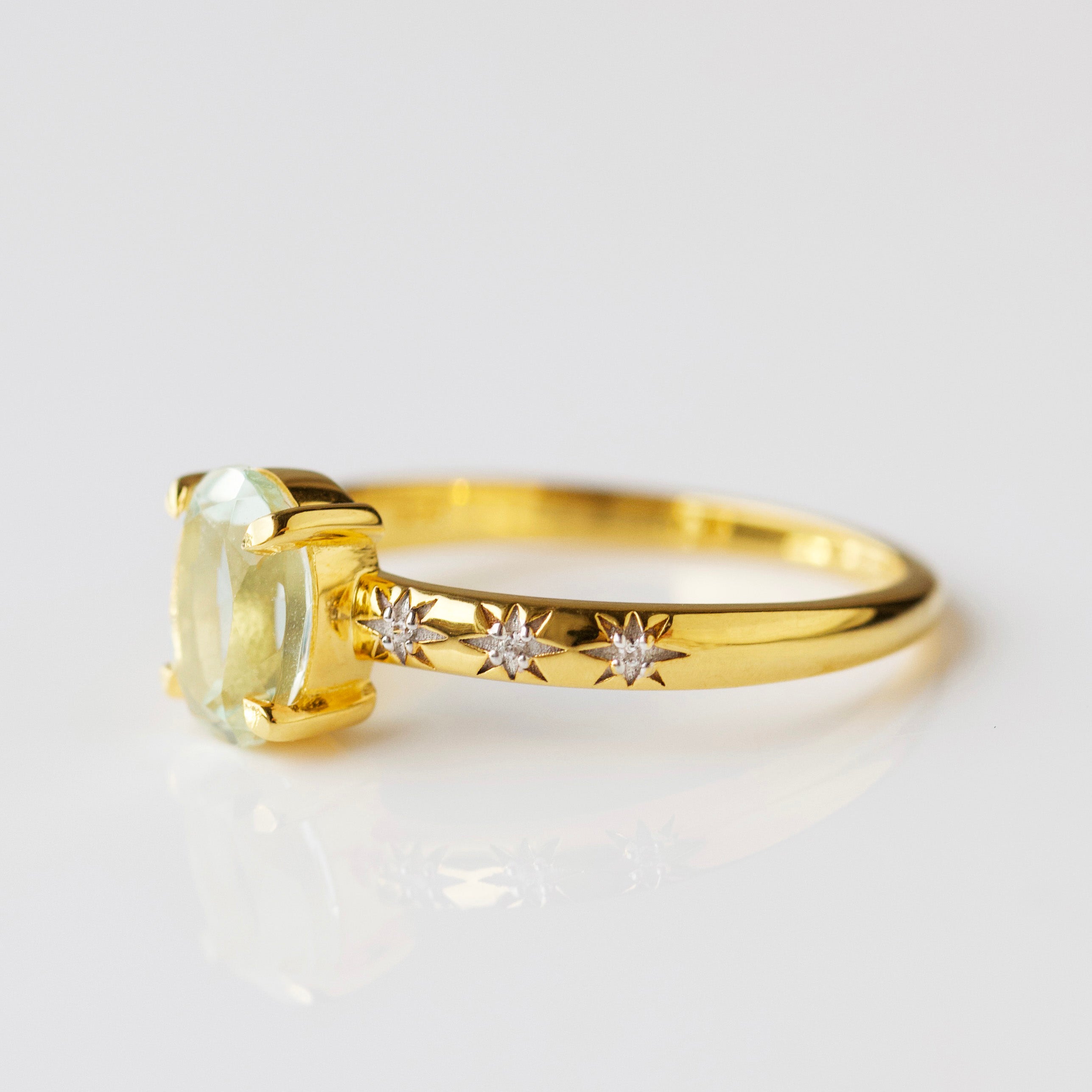 Kaia Green Amethyst Star Set Ring for Women - Sterling Silver Zodiac Jewelry - Perfect for Birthday Gifts, Anniversary & Spiritual Healing
