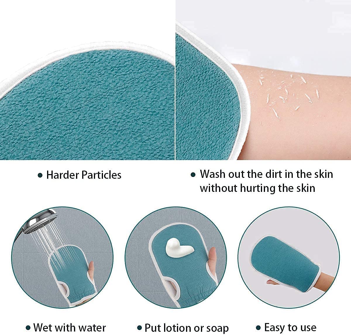 Keskriva Exfoliating Bath Gloves & Loofah Set - 3PCS Body Scrubber for Dead Skin Removal, Double-Sided Shower Sponge - Easy Clean Back Scrubber for Men & Women - Perfect for Deep Cleansing & Spa Days at Home