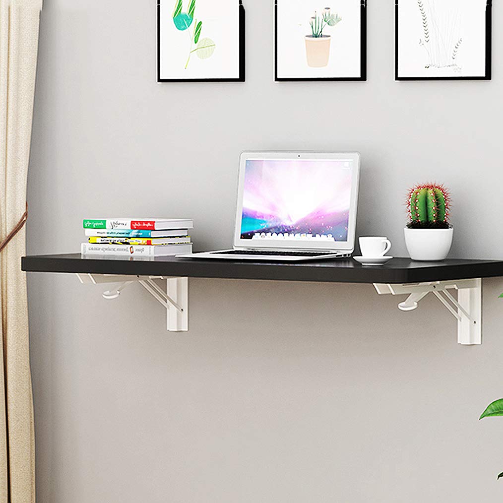 HORV Floating Drop-Leaf Folding Desk - Space Saving Wall Mounted Hanging Table for Kitchen, Study, Bedroom, Bathroom, Office or Balcony - Perfect for Small Apartments, Tiny Homes & Studio Living