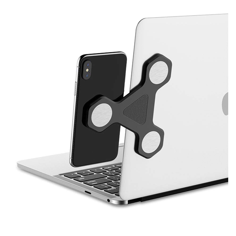 XCIVI Magnetic Laptop Monitor Mount - Adjustable Side Bracket for Smartphone & Tablet (Black) - Perfect for Dual Screen Work Setup, Gaming & Office Productivity