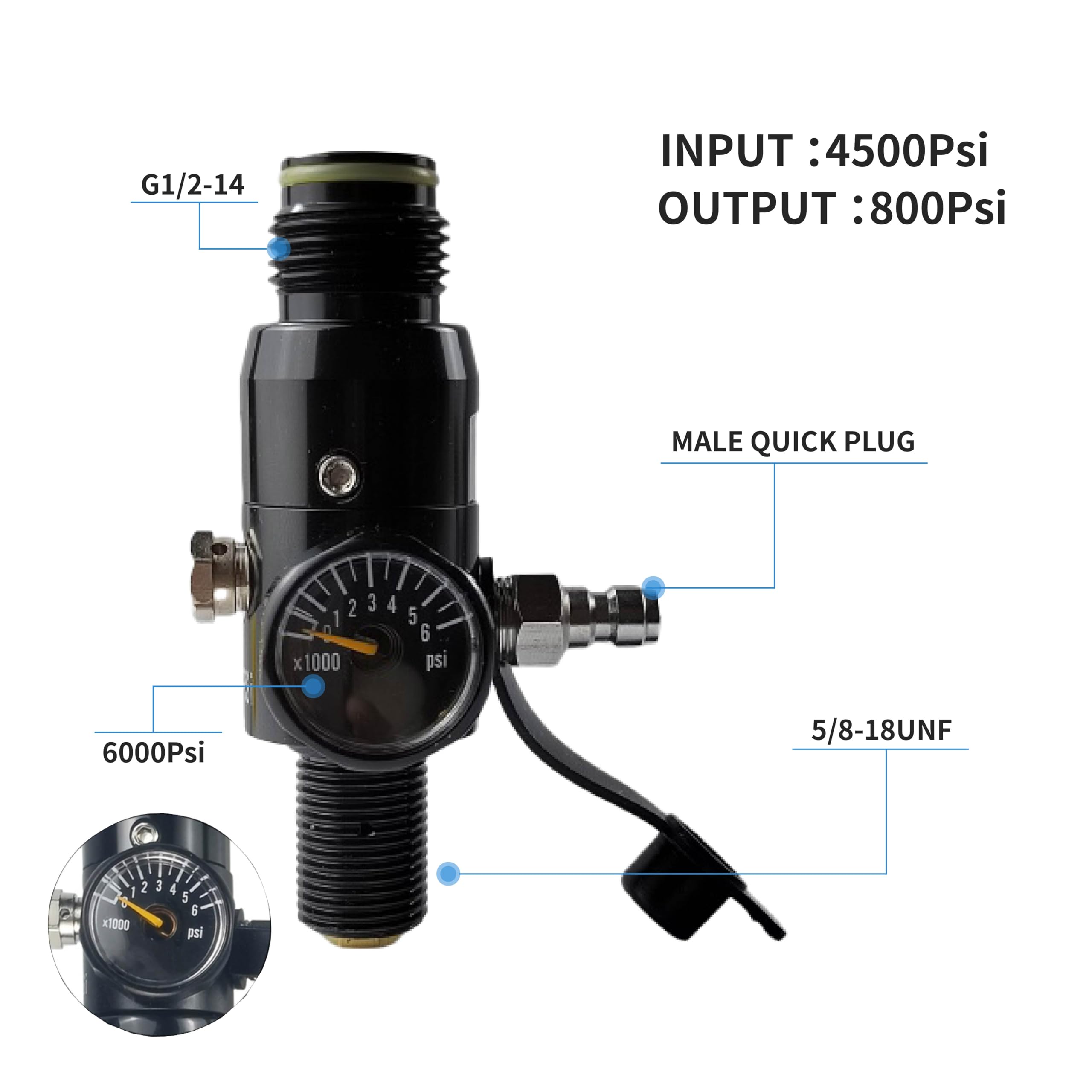DOT 68ci 4500psi Carbon Fiber Paintball PCP Air Tank with 800Psi Regulator - HPA Tank for Paintball Guns, PCP Air Rifles & Airsoft (2024 Model) | Perfect for Competitive Paintball, Target Shooting & Outdoor Airsoft Battles