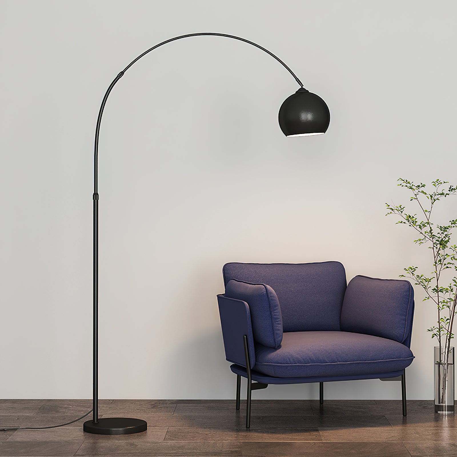 Modern Angler Floor Lamp - Adjustable LED Reading Light for Living Room, Bedroom & Office - Dimmable Standing Lamp with Flexible Gooseneck Design - Perfect for Reading, Working & Relaxing