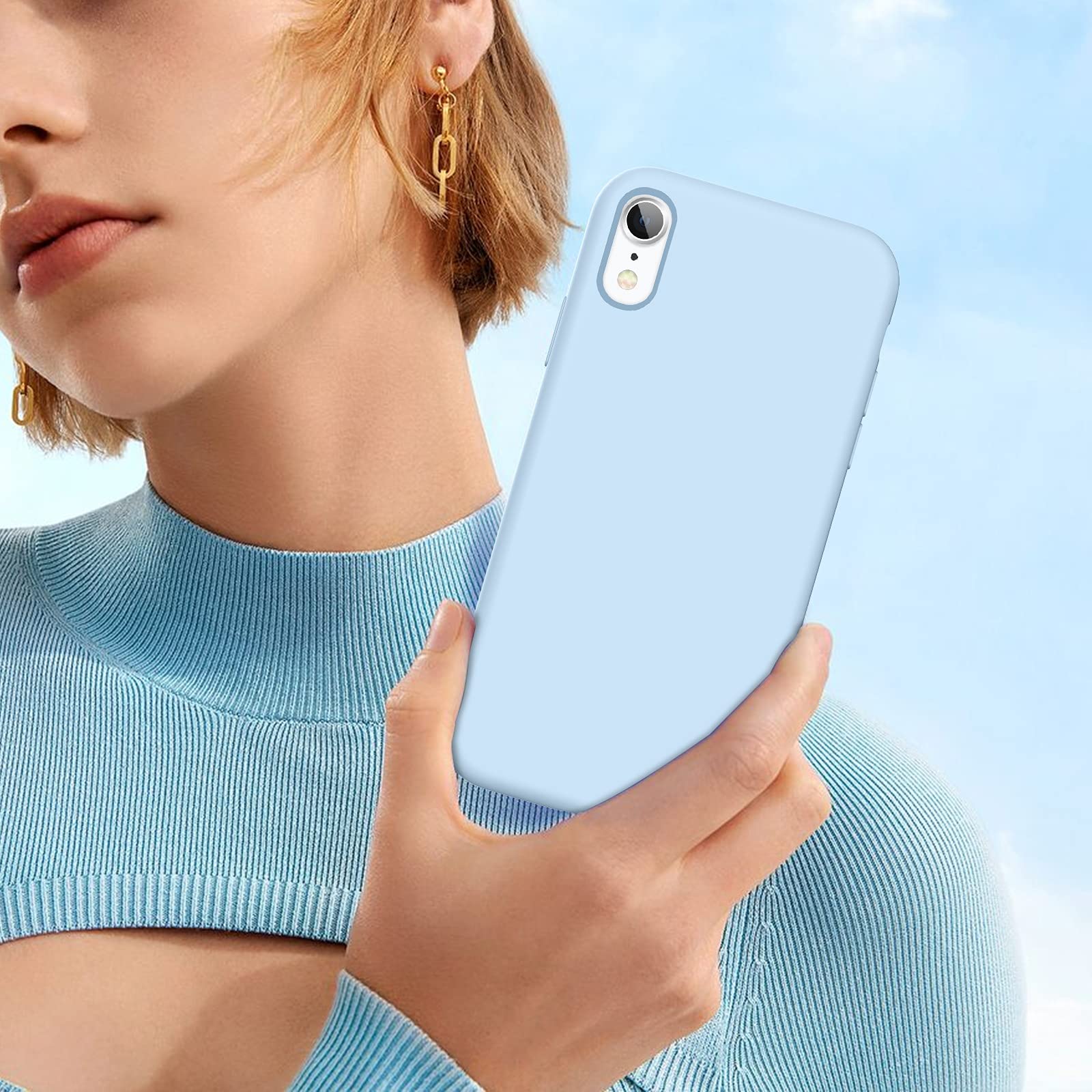 Premium Shockproof Silicone Case for iPhone XR - Soft Gel Rubber Cover with Microfiber Lining & Cushion Texture | Light Blue | Perfect for Daily Protection, Work & Outdoor Activities