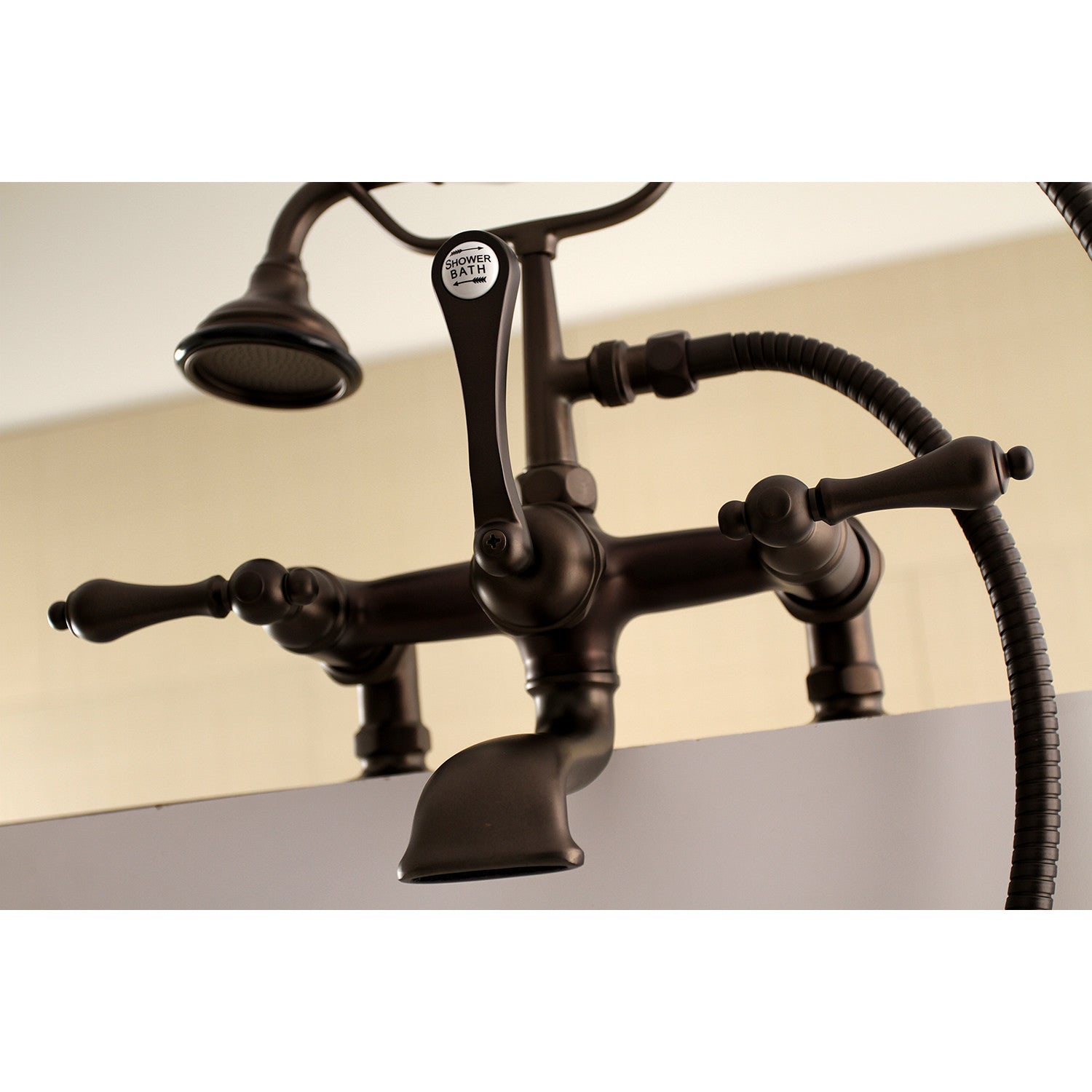 Vintage Clawfoot Tub Faucet with Hand Shower - Oil Rubbed Bronze 3-Handle 2-Hole Deck Mount Bathroom Fixture for Classic & Antique Style Bathrooms