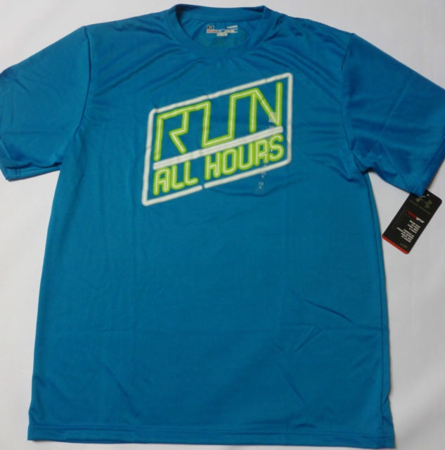 Under Armour All Hours HeatGear Short Sleeve Running T-Shirt for Men - Moisture Wicking & Breathable Royal Blue - Perfect for Running, Gym & Outdoor Workouts