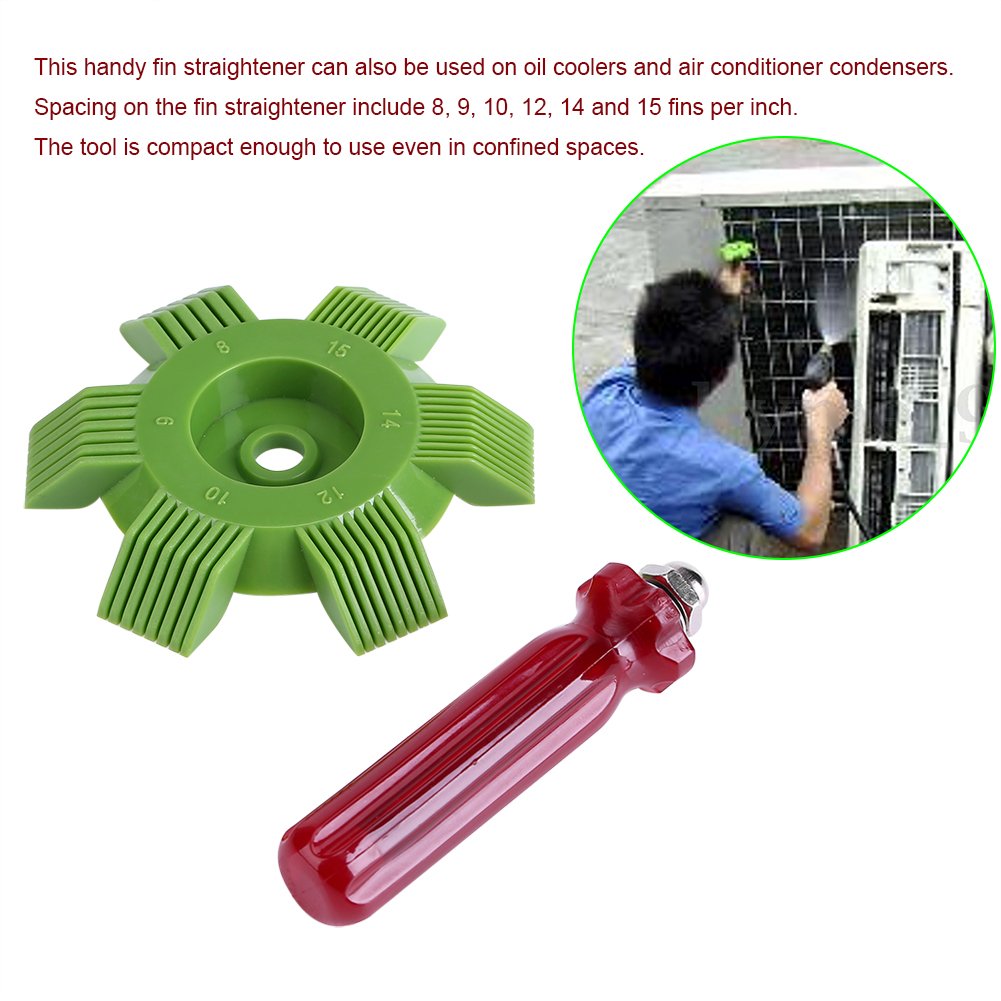 Bewinner Car A/C Condenser Fin Comb Straightener Tool - 8, 9, 10, 12, 14, 15 Fin Sizes for Radiator & Evaporator Repair | Professional Automotive Air Conditioning Maintenance Tool for AC Unit Cooling System Restoration