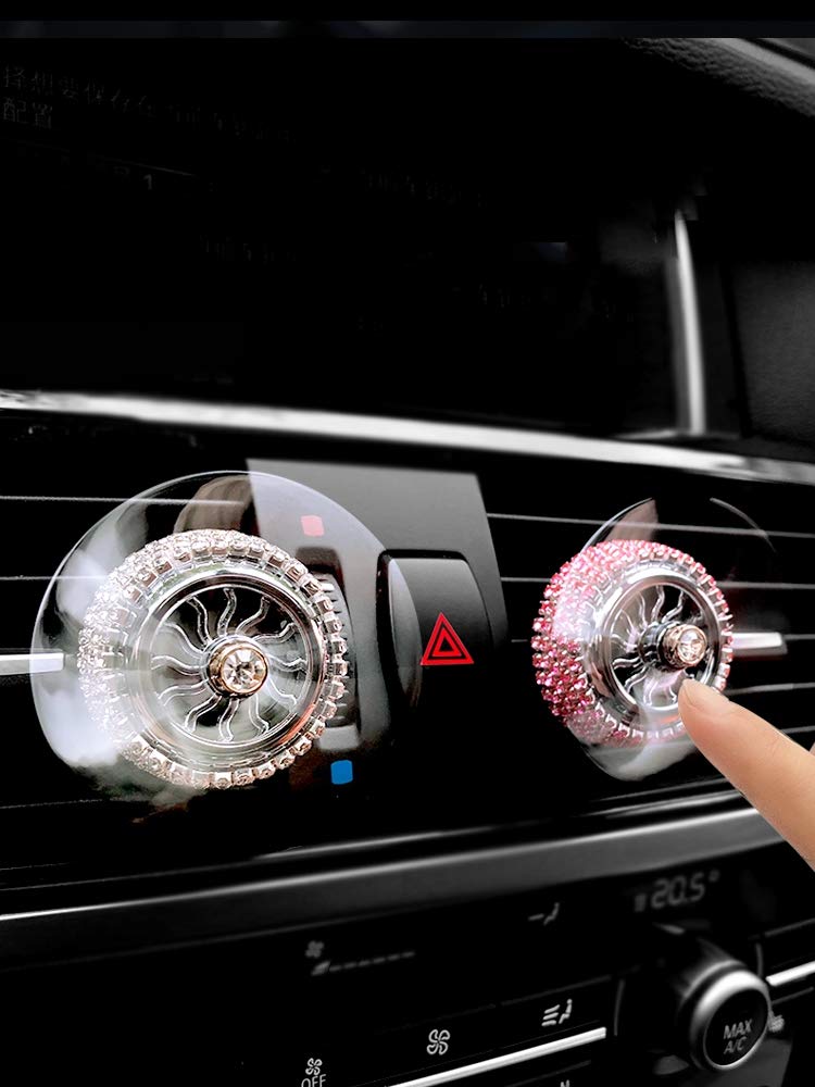 helegeSONG Diamond Car Air Freshener for Women - Rhinestone Vent Clip, Cute Little Fan Car Accessories & Interior Decor (Dark Blue) | Perfect for Gifts, Daily Commute & Car Styling