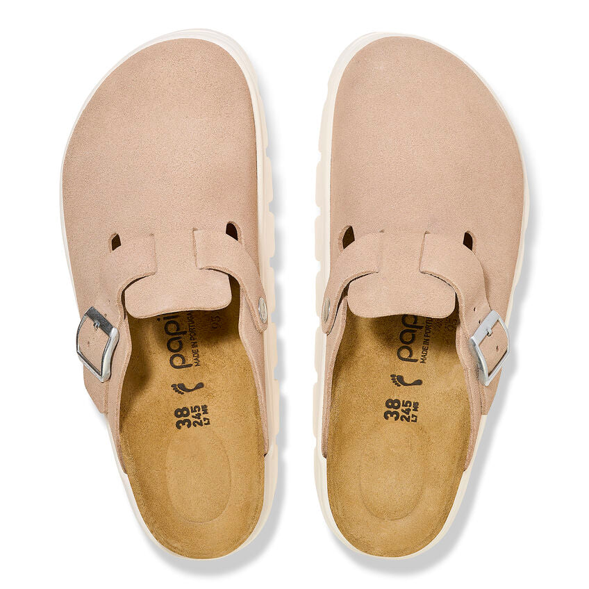 Birkenstock Boston Soft Footbed Sandals - Chunky Suede Leather in Warm Sand | Comfortable Unisex Clogs for Home, Office & Casual Wear