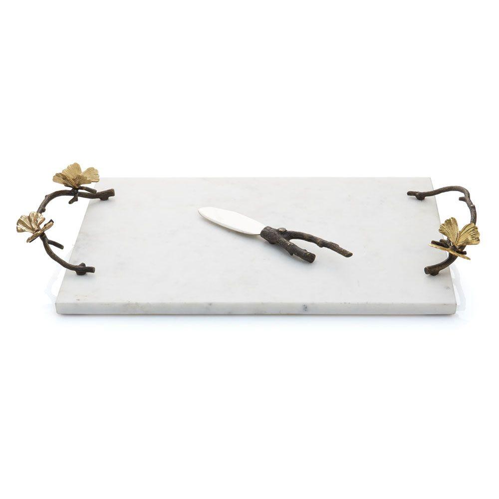 Butterfly Ginkgo Cheese Board with Knife Set - Elegant Wooden Charcuterie Serving Tray for Wine Parties, Picnics & Home Entertaining