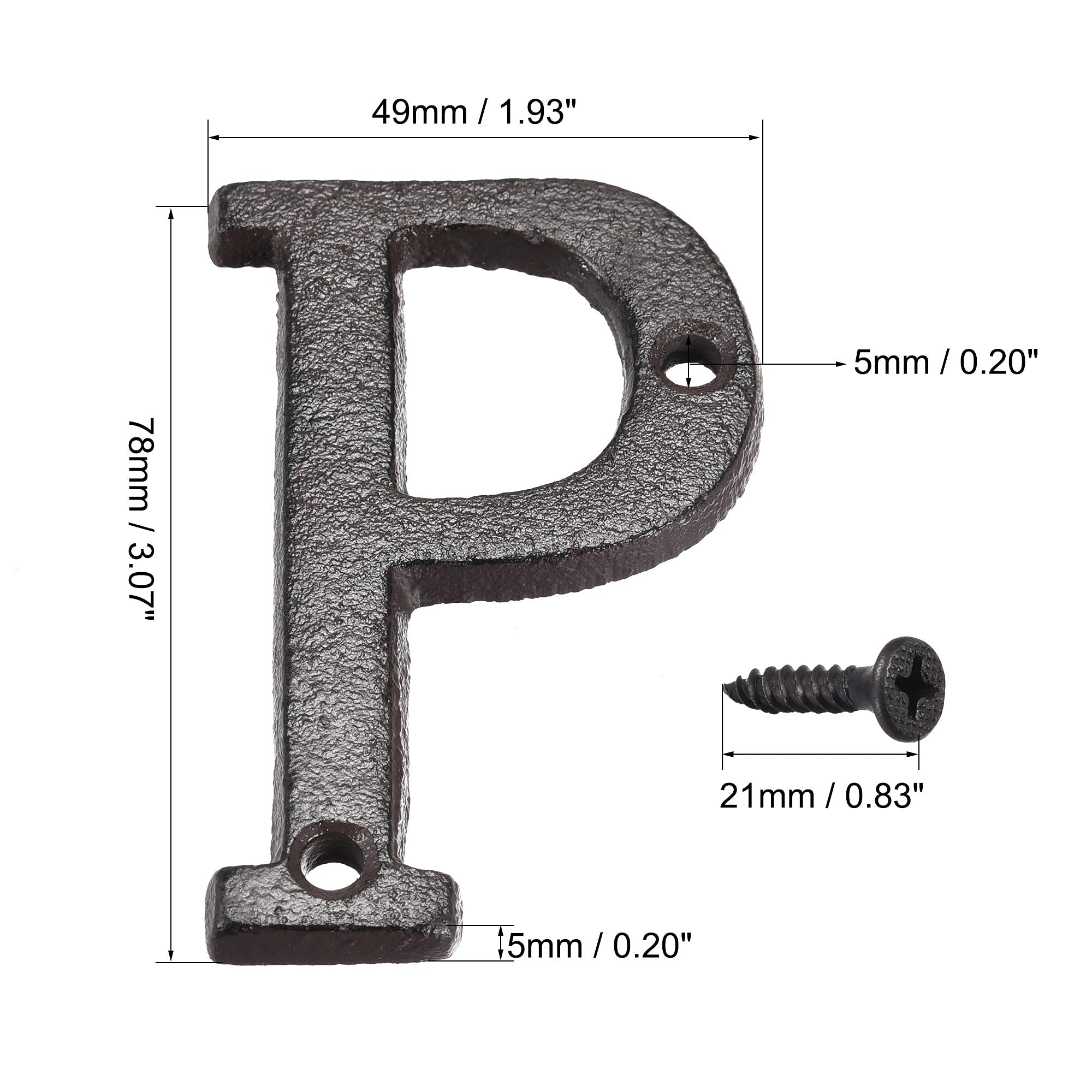 3 Inch Cast Iron Letter P - Rustic House Letter for Home, Hotel, Mailbox & Address Sign - Perfect for Front Door, Porch, Garden & Outdoor Decor