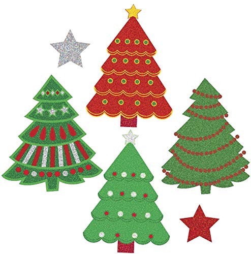 Bulk Roll Prismatic Stickers - 100 Mini Christmas Tree Repeats for DIY Crafts, Holiday Decorations & Gift Wrapping