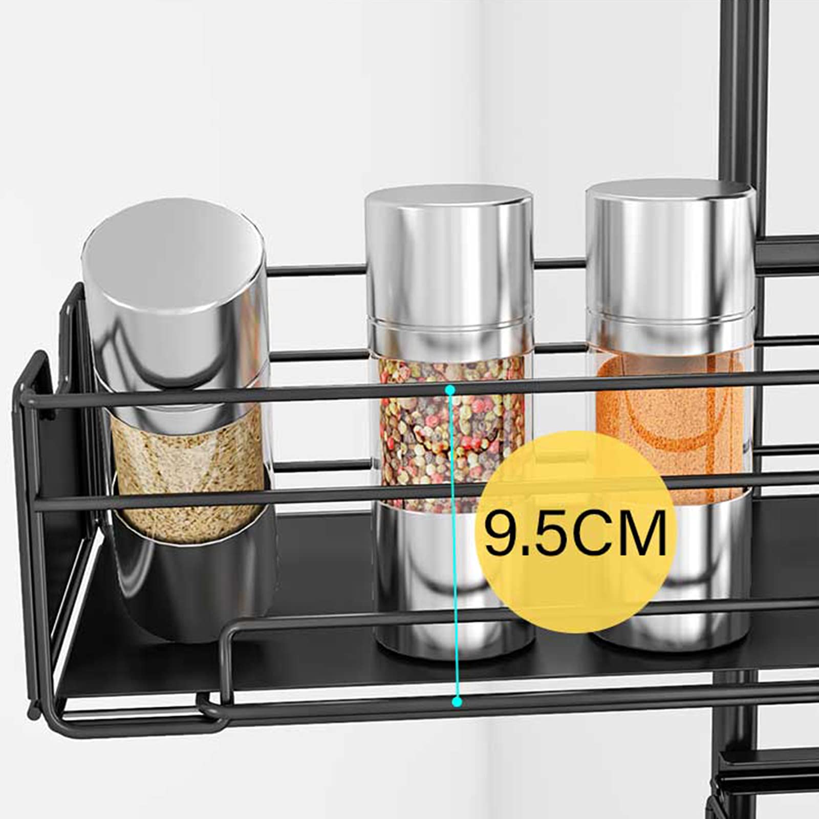 4-Tier Rotating Kitchen Storage Shelf with Wheels - Narrow Multi-Layer Baker's Rack for Spice, Pantry & Countertop Organization - Free Standing Kitchen Organizer for Small Spaces & Apartment Cooking