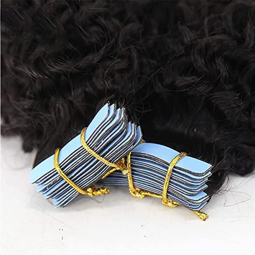 40pcs 100g Human Hair Tape-in Extensions - Afro Kinky Curly 4B/4C Natural Color Skin Weft - 28 Inch for Black Women | Perfect for Protective Styling, Volume Boost & Special Occasions