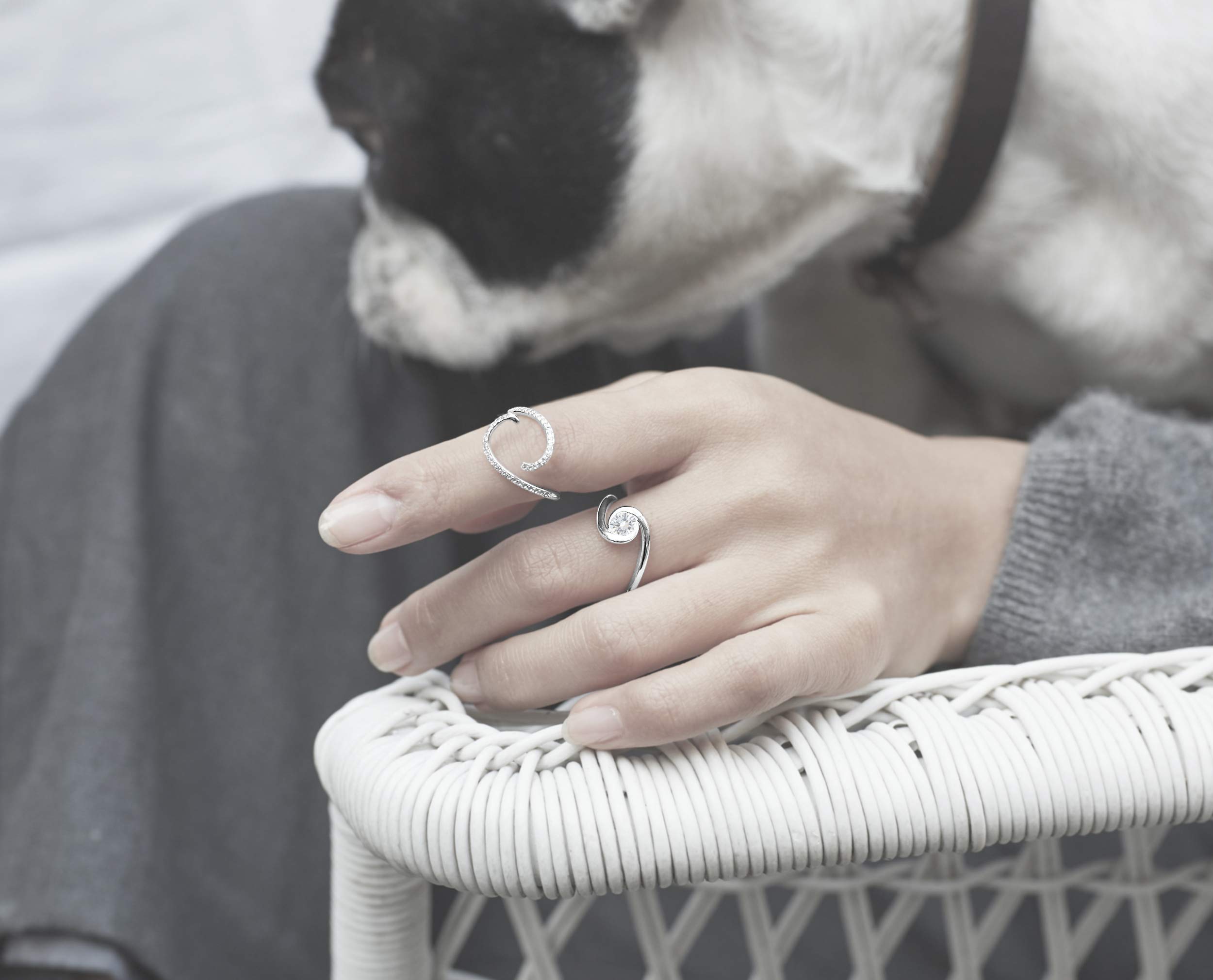 Majade Diamond Alternative Engagement Ring - 14K White Gold Handmade Wedding Band, April Birthstone Minimalist Ring | Unique Non-Traditional Jewelry for Proposals, Anniversaries & Special Occasions