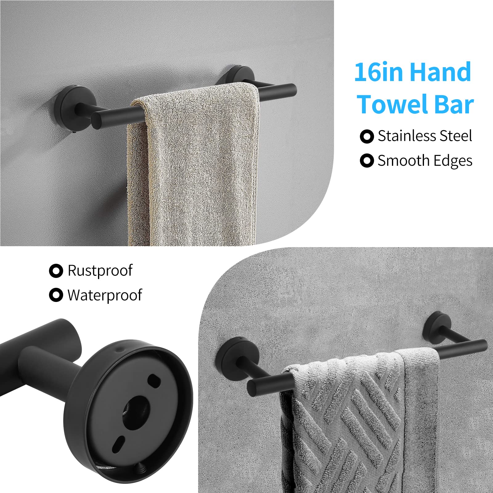 10PCS Matte Black Bathroom Hardware Set - Includes 24