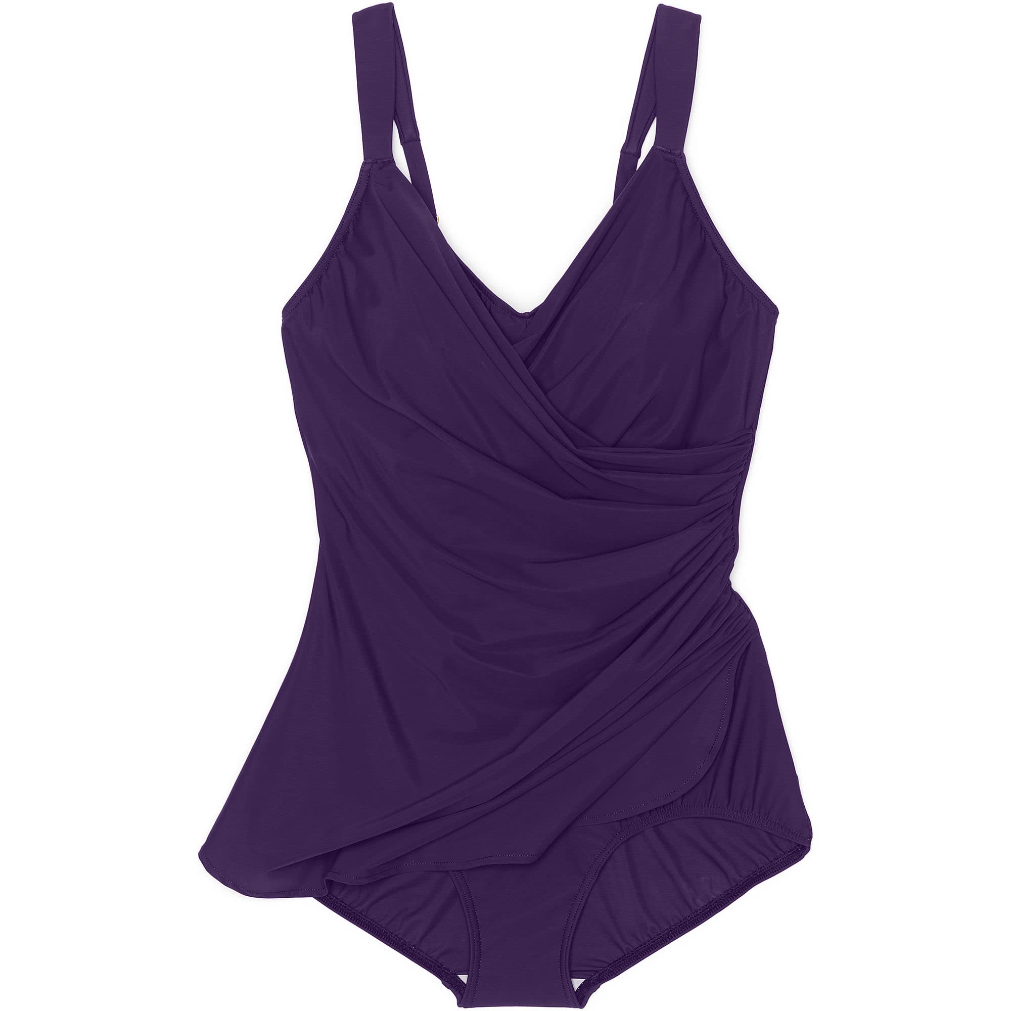 Lands' End Women's Tummy Control Swimsuit - Chlorine Resistant One Piece Skirted Bathing Suit for Swimming, Beach & Vacation