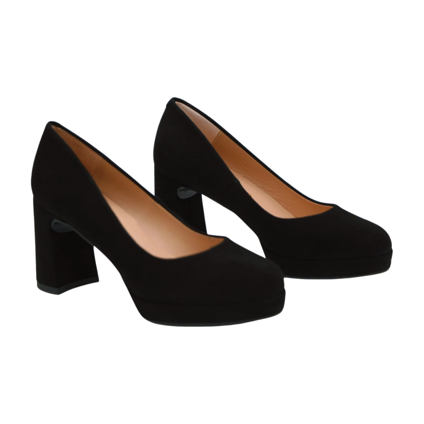 UNISA Black Suede Platform Court Shoes for Women - Chunky Heel Dress Pumps for Work, Party & Wedding - Comfortable Office Shoes with Non-Slip Sole