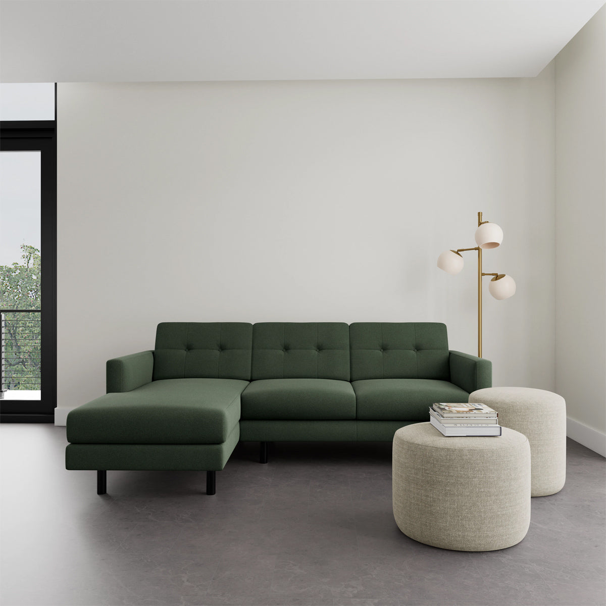 Conrad Fabric Left Chaise Sofa - Modern L-Shaped Sectional Couch with Reversible Chaise Lounge for Living Room, Apartment & Home Theater Comfortable Seating