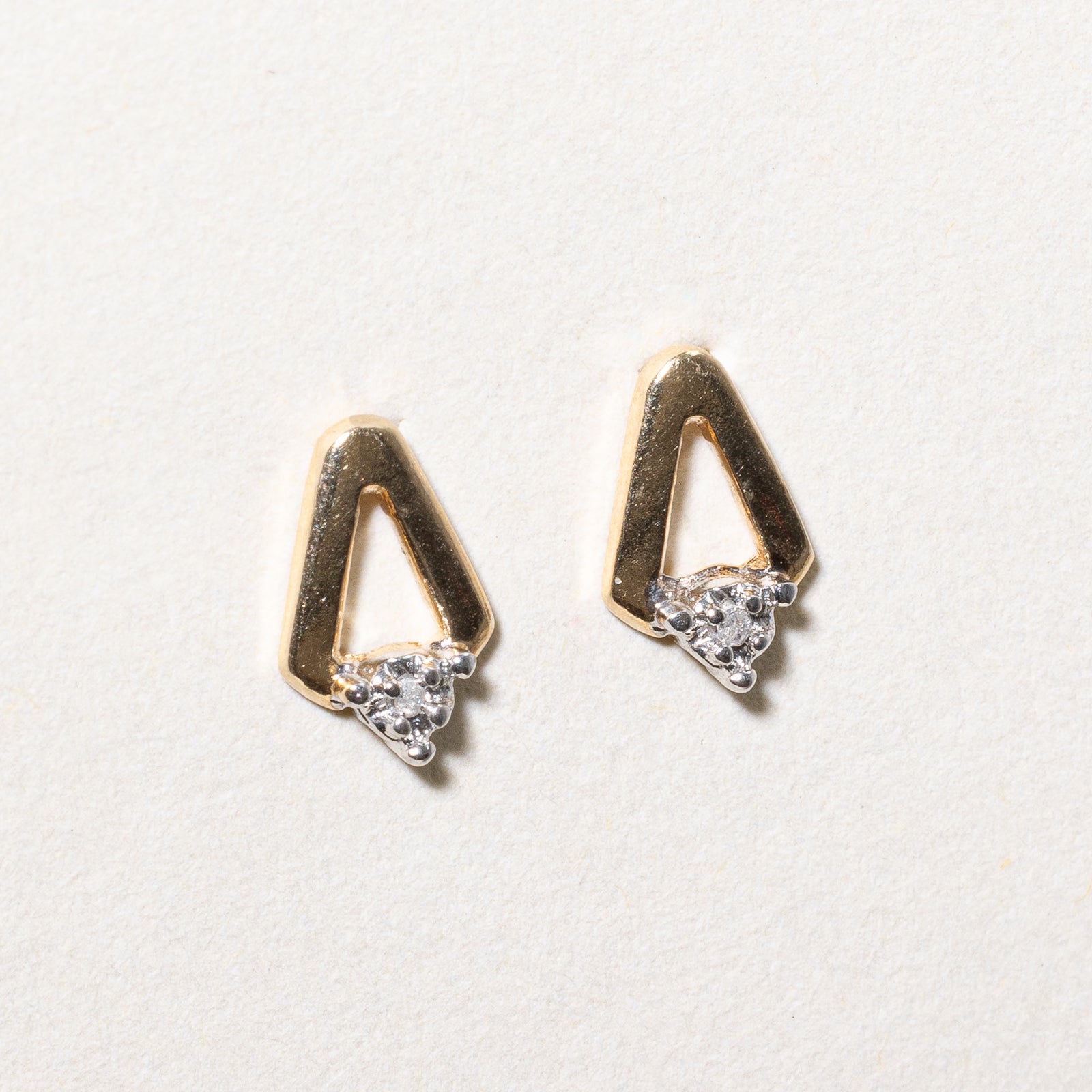 10K Gold Illusion Set Diamond Geometric Stud Earrings | 0.01ctw | Elegant Everyday Wear & Gift for Women