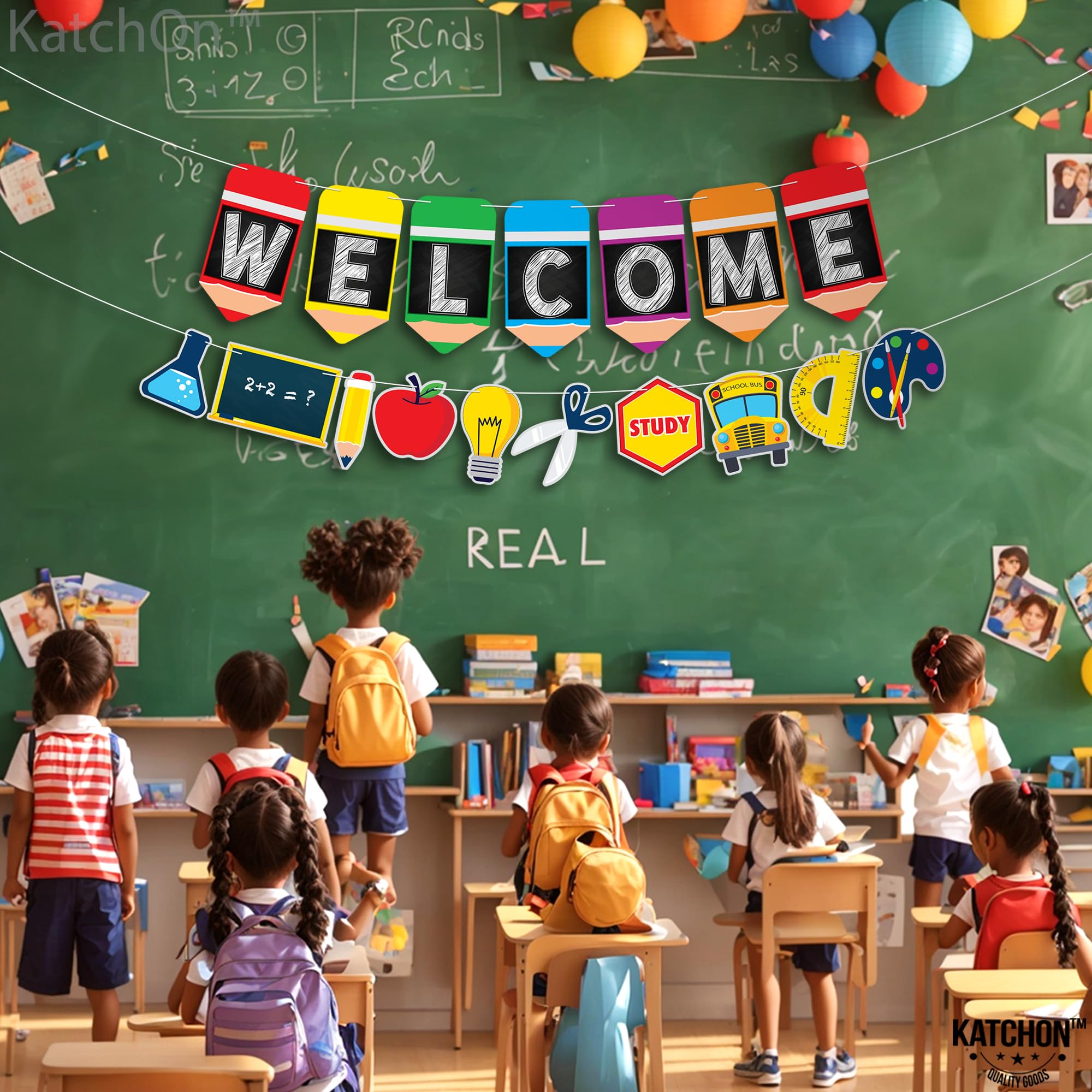 KatchOn Large 10 Feet Welcome Banner for Back To School Decorations - No DIY Required | Perfect for Back To School Party, Classroom Decor & First Day of School Backdrop | Great for School Events, Classroom Walls & Photo Booths