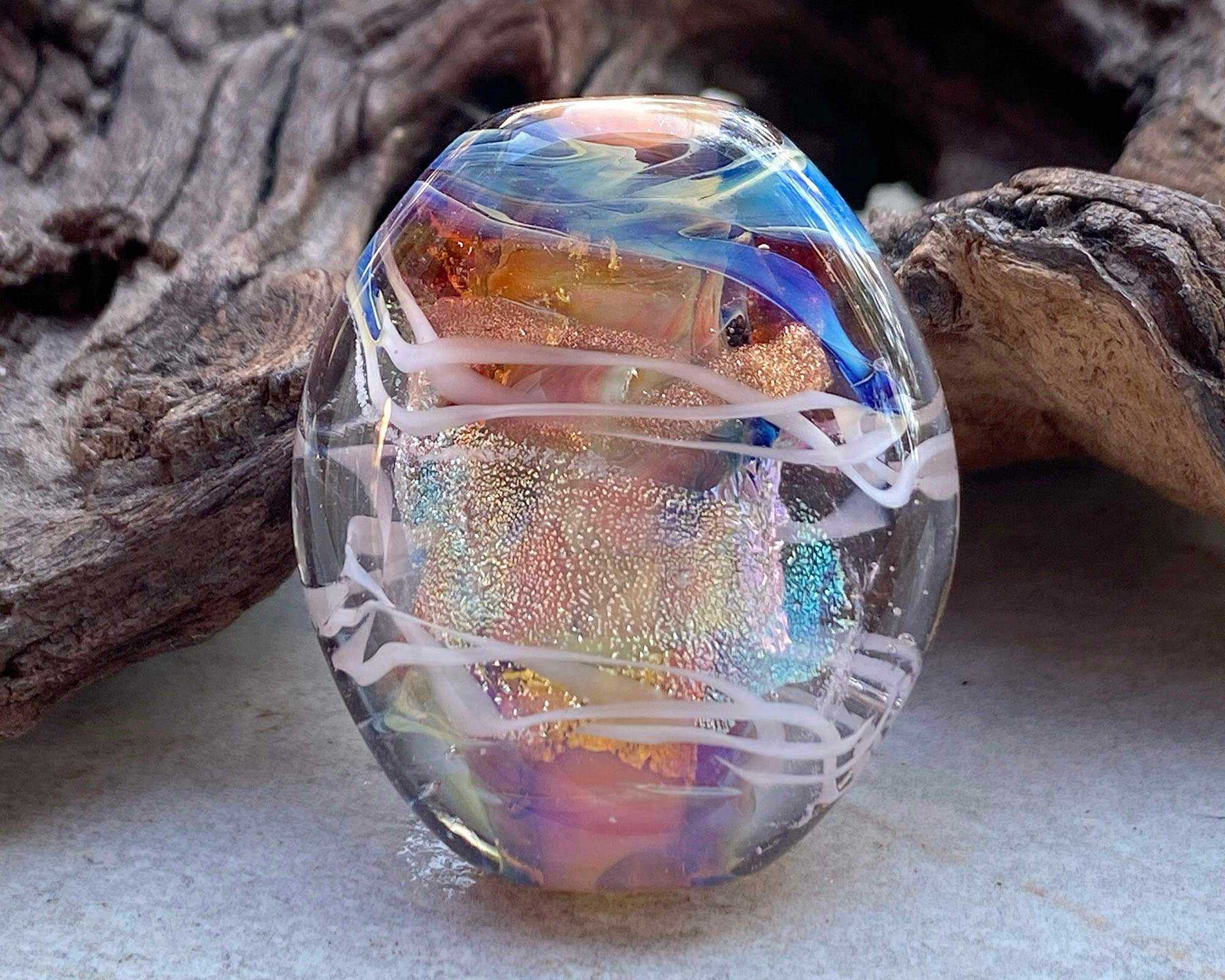 Handmade Sunset Treasure Lampwork Glass Focal Bead SRA - Perfect for Jewelry Making, DIY Crafts, and Beading Projects