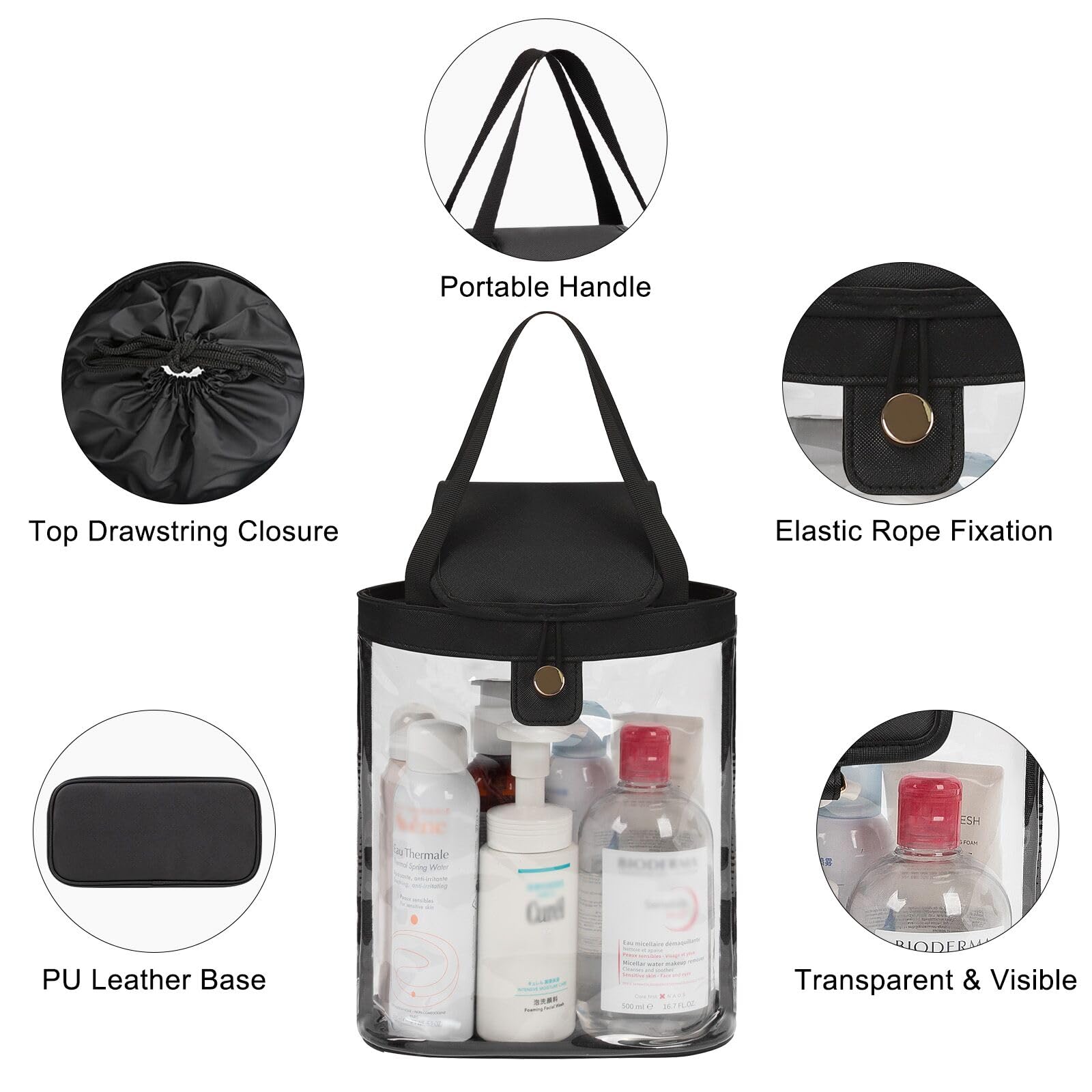 Waterproof Hanging Travel Toiletry Bag for Women & Men - Clear Makeup & Shower Organizer with Hook - Perfect for Gym, Camping, Bathroom & Airplane Carry-on Essentials