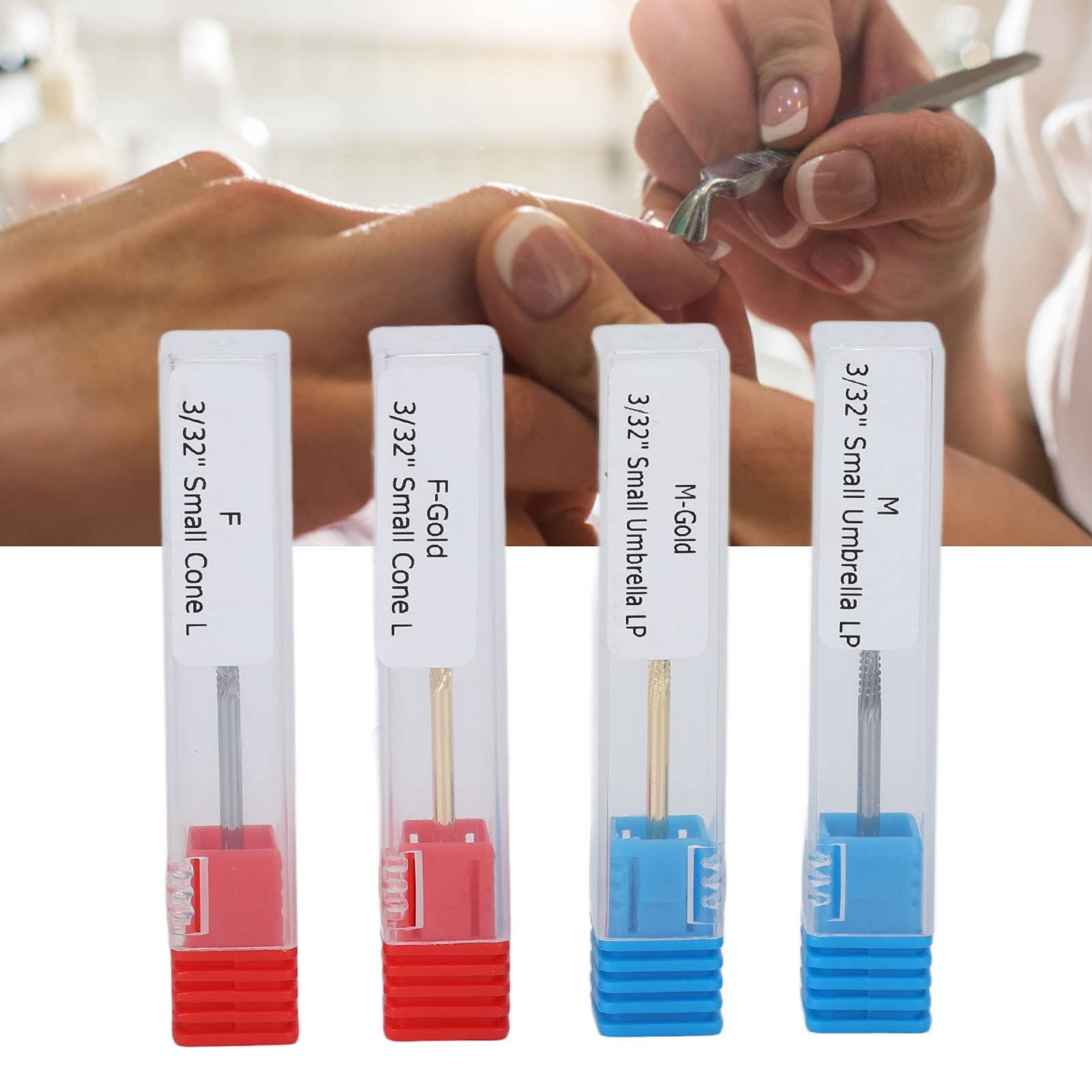 4PCS Professional Nail Drill Bits Set - Tungsten Steel Manicure Bits for Nail Art, Glue Removal & Polishing with 4 Protective Cases | Perfect for Home Salon, Nail Extensions & DIY Nail Care
