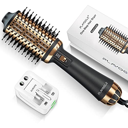 Plavogue Dual Voltage Hair Dryer Brush - Ionic Hot Air Styler & Volumizer for Salon Blowouts, Travel Friendly (Upgraded Version) - Perfect for Home Use, Salon Styling & On-the-Go Hair Care