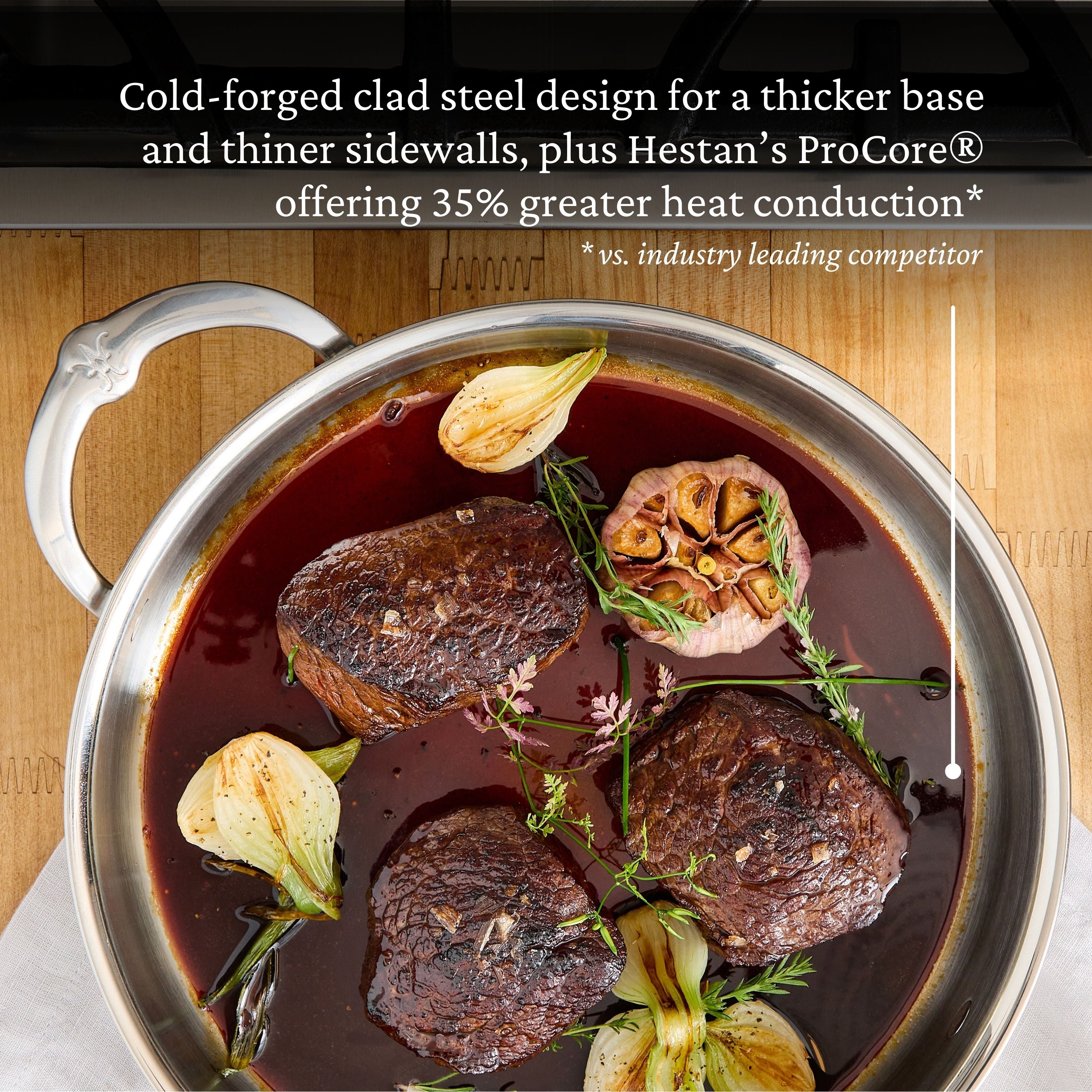 Hestan Probond Nonstick Covered Saute Pan with Helper Handle - Premium Cookware for Home Chefs & Professional Kitchens - Perfect for Searing, Frying & Sauteing Vegetables, Meats & More