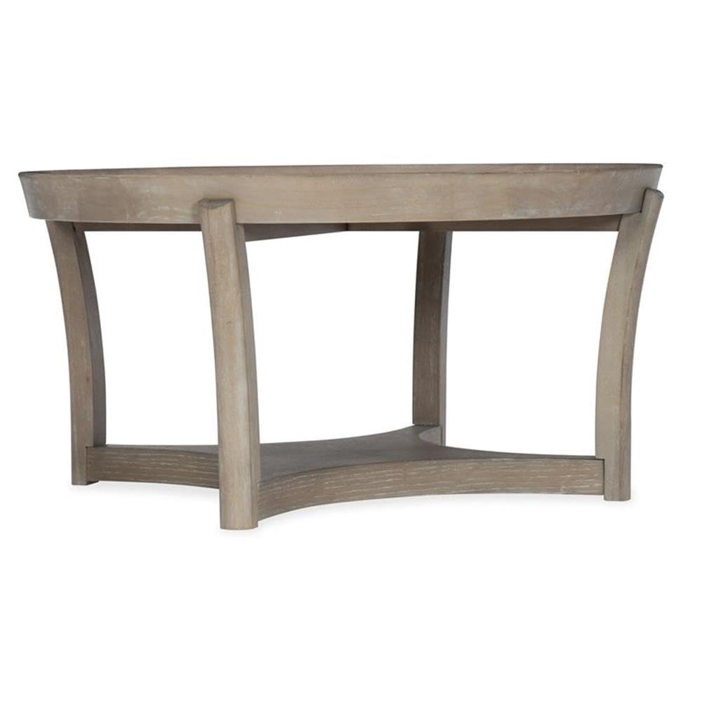 Hooker Furniture Affinity Round Cocktail Table - Modern Living Room Coffee Table with Glass Top for Home Decor & Entertaining