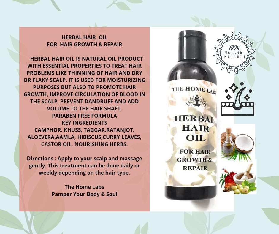 Best Herbal Hair Oil for Hair Growth & Repair - Natural Treatment for Thick, Strong & Healthy Hair - Perfect for Daily Scalp Massage & Hair Care Routine