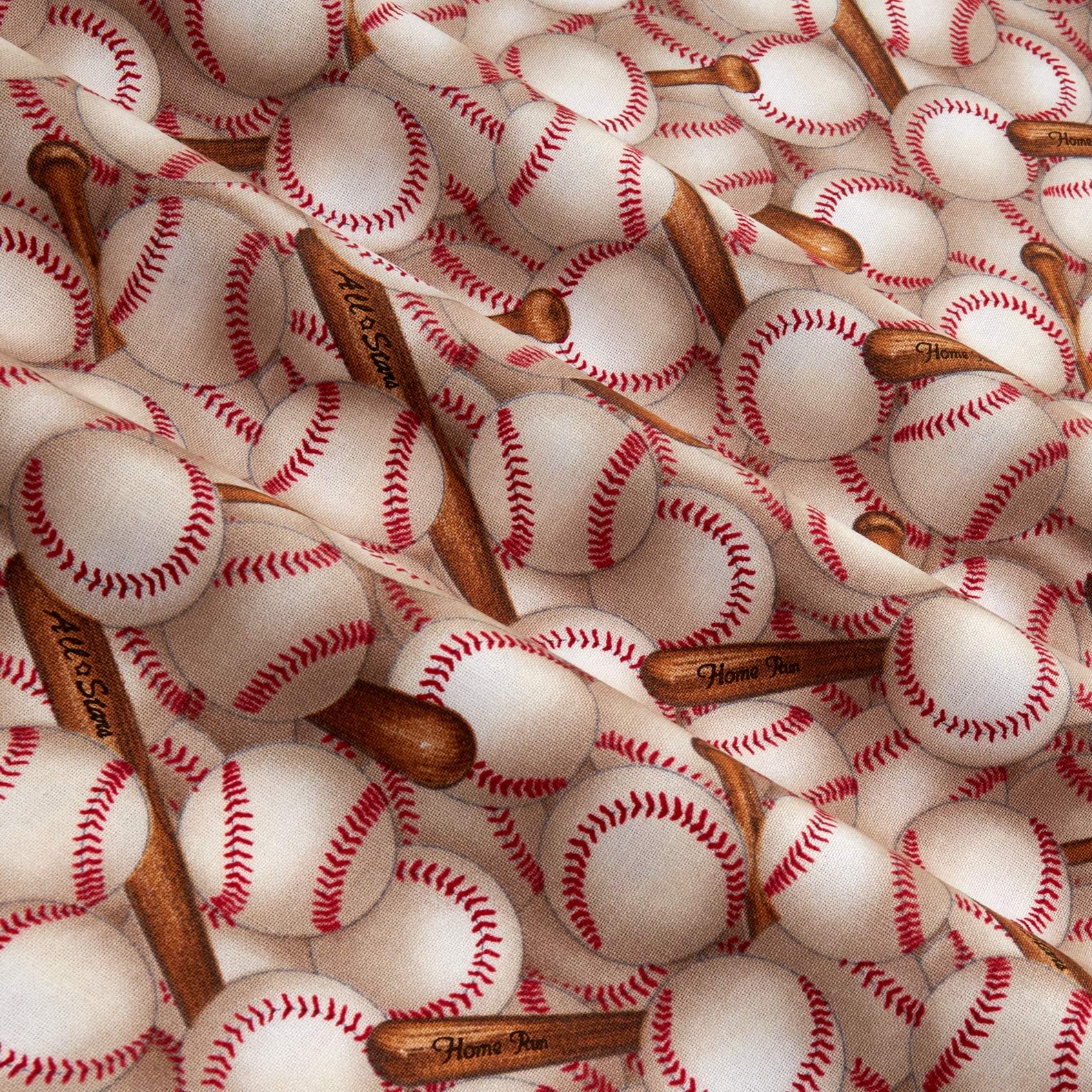 Premium White Baseball Fabric by the Yard - Allover Sports Collection - Perfect for DIY Baseball Jerseys, Quilting & Sports-Themed Crafts